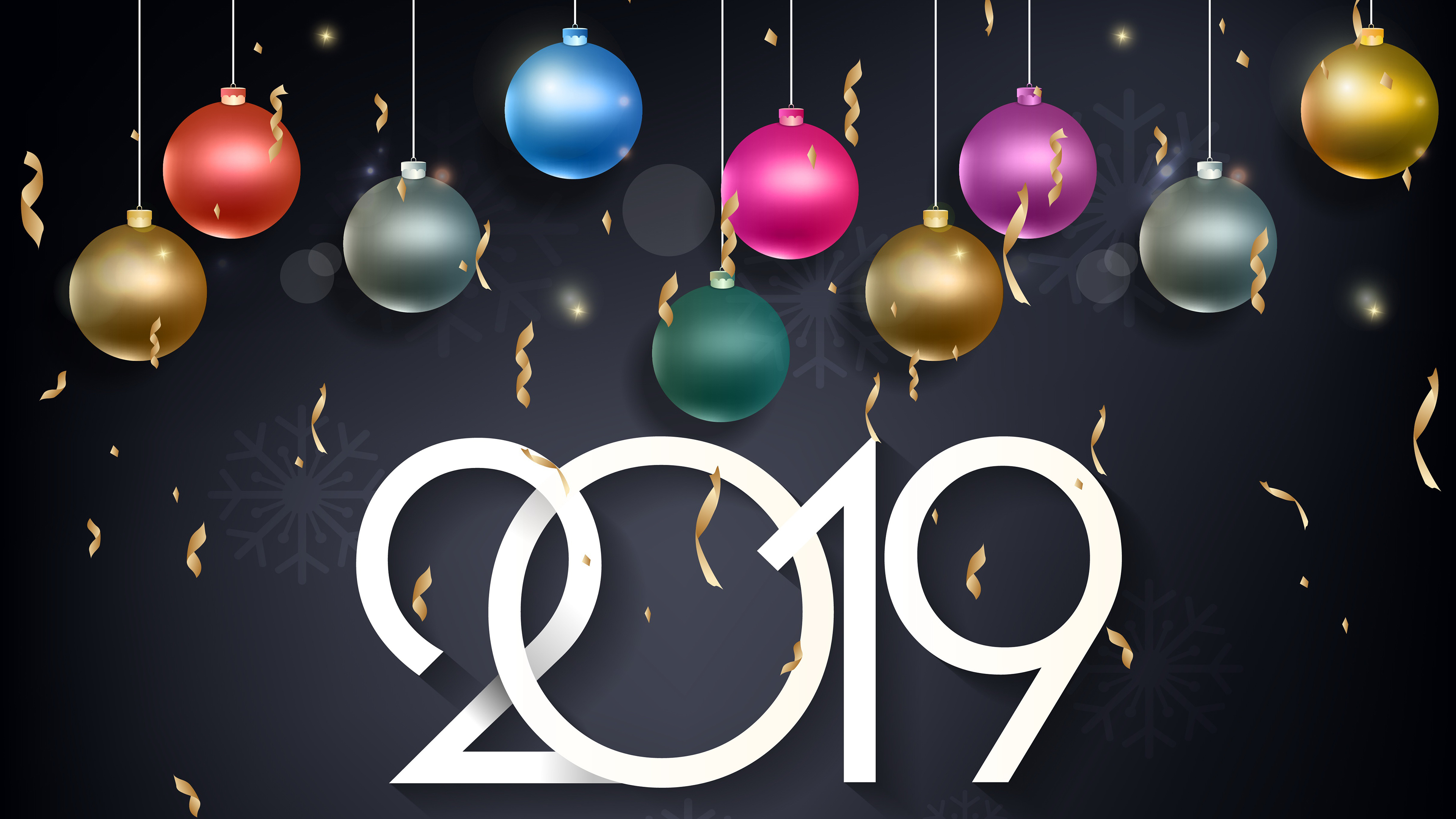 Free download wallpaper Holiday, Bauble, New Year 2019 on your PC desktop