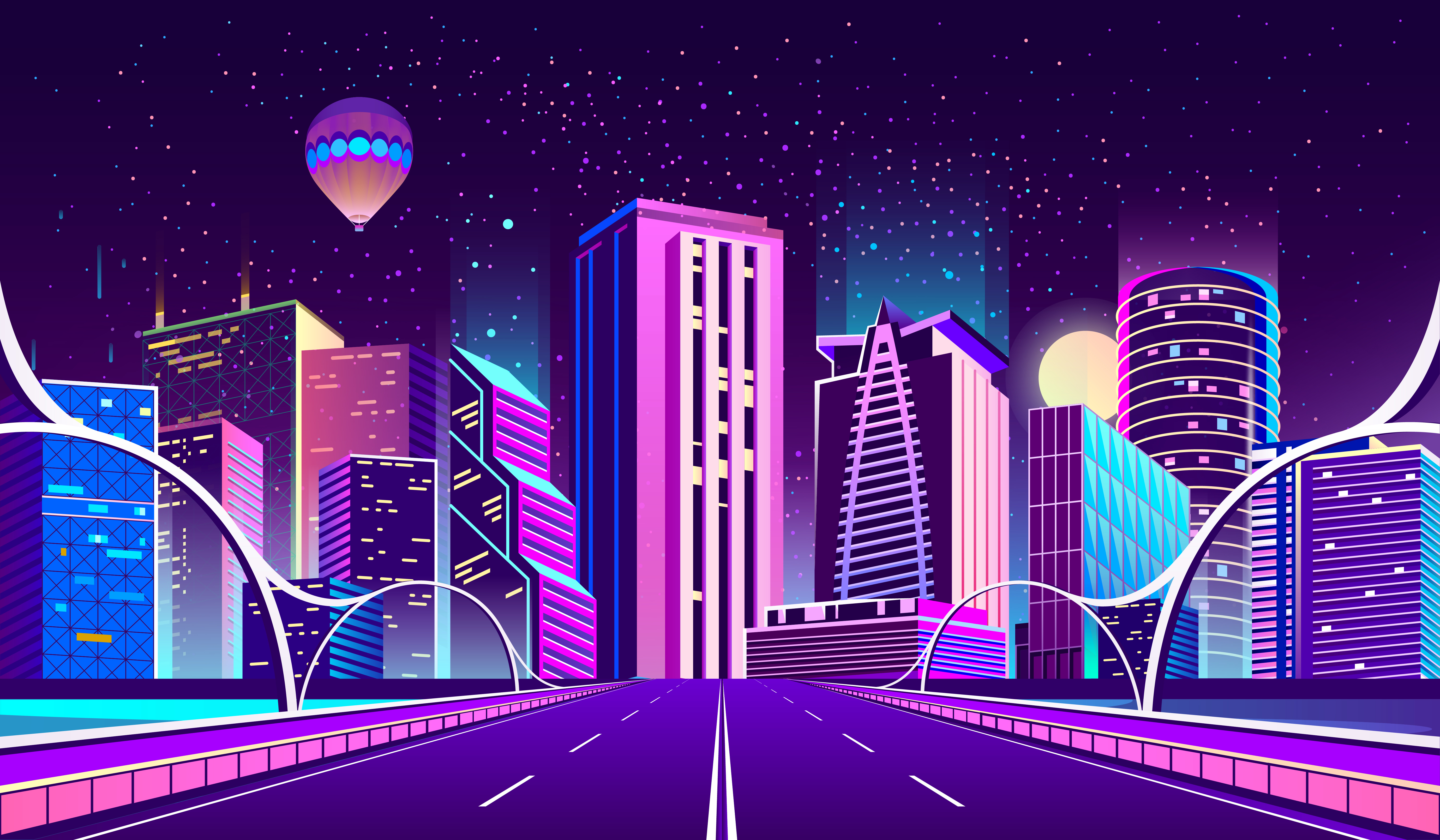 Free download wallpaper City, Skyscraper, Building, Road, Artistic on your PC desktop