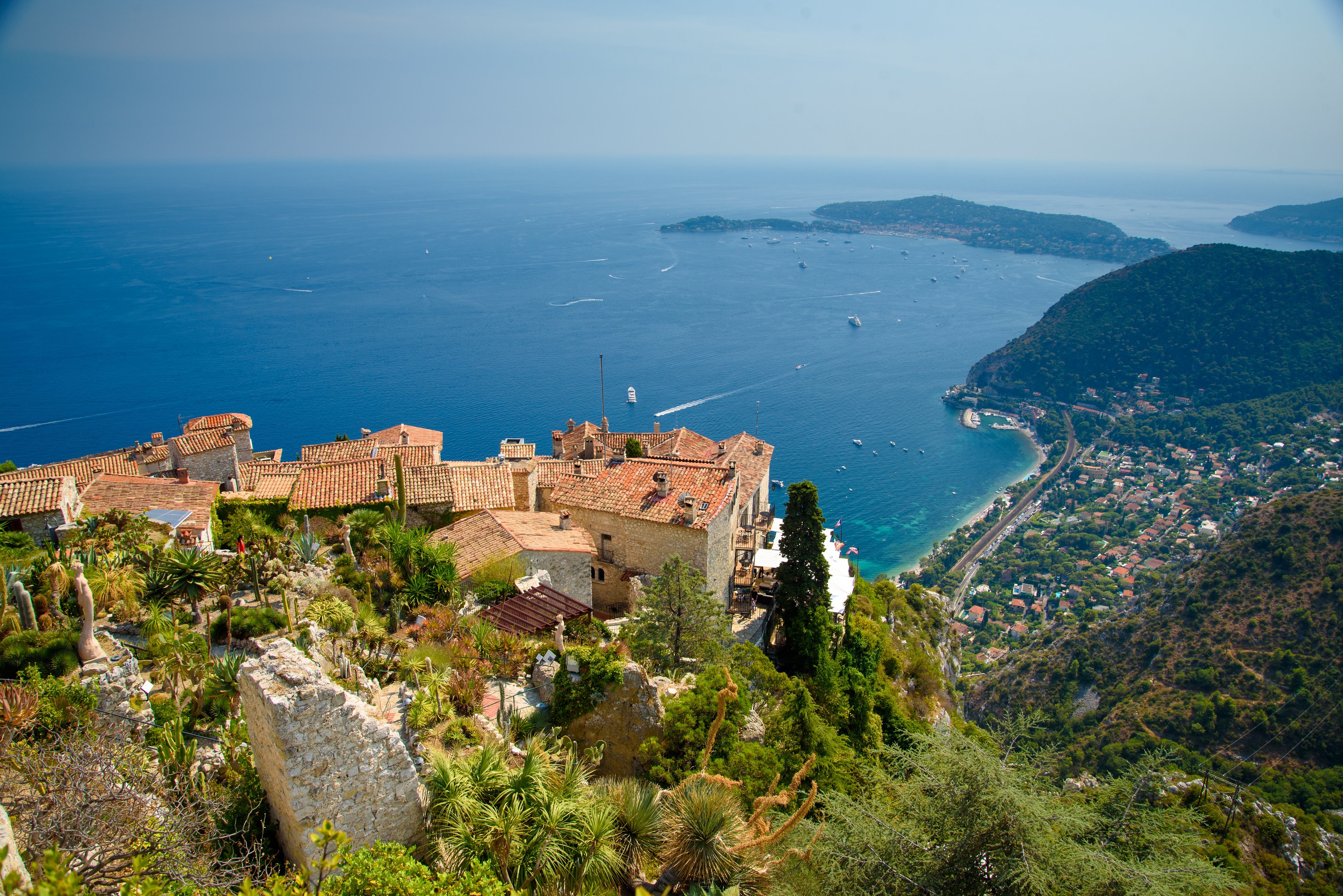 Free download wallpaper Sea, France, Panorama, Town, Man Made, Towns on your PC desktop
