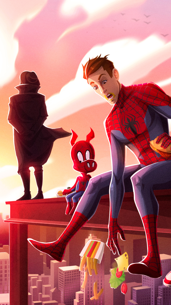 Descarga gratuita de fondo de pantalla para móvil de Películas, Hombre Araña, Spider Man, Peter Parker, Spiderman Noir, Jamón Araña, Spider Man: Un Nuevo Universo.