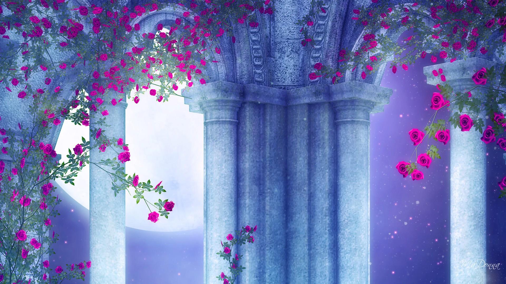 Laden Sie das Rose, Garten, Säulen, Ranke, Künstlerisch, Felsentor-Bild kostenlos auf Ihren PC-Desktop herunter