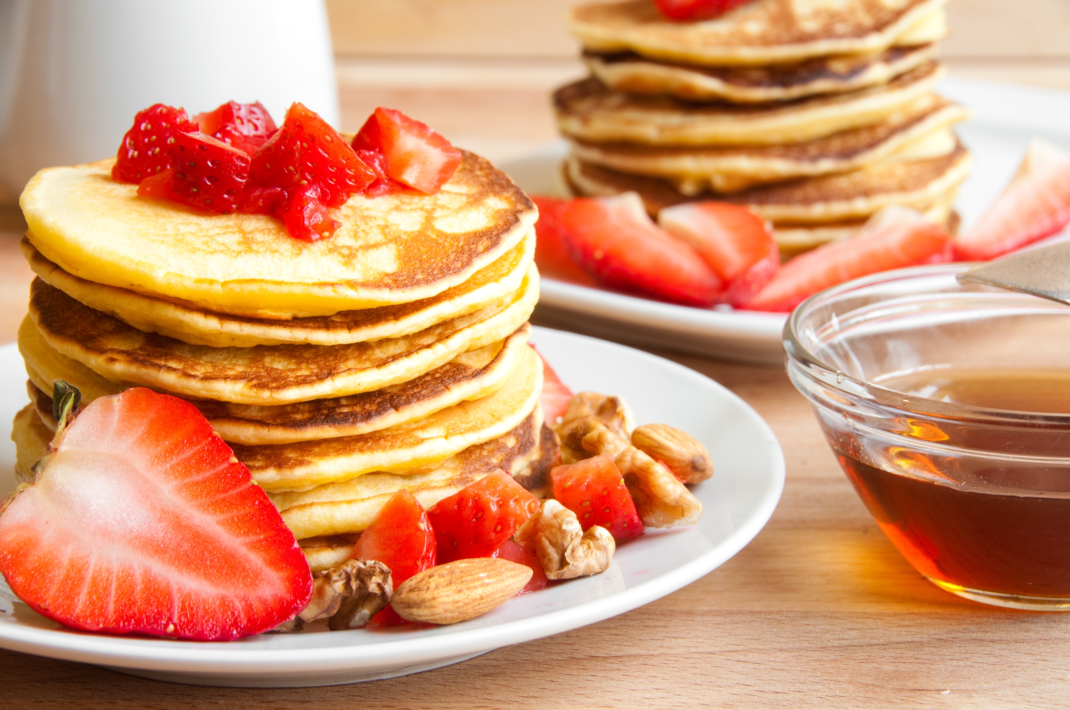 Download mobile wallpaper Food, Strawberry, Berry, Breakfast, Pancake for free.