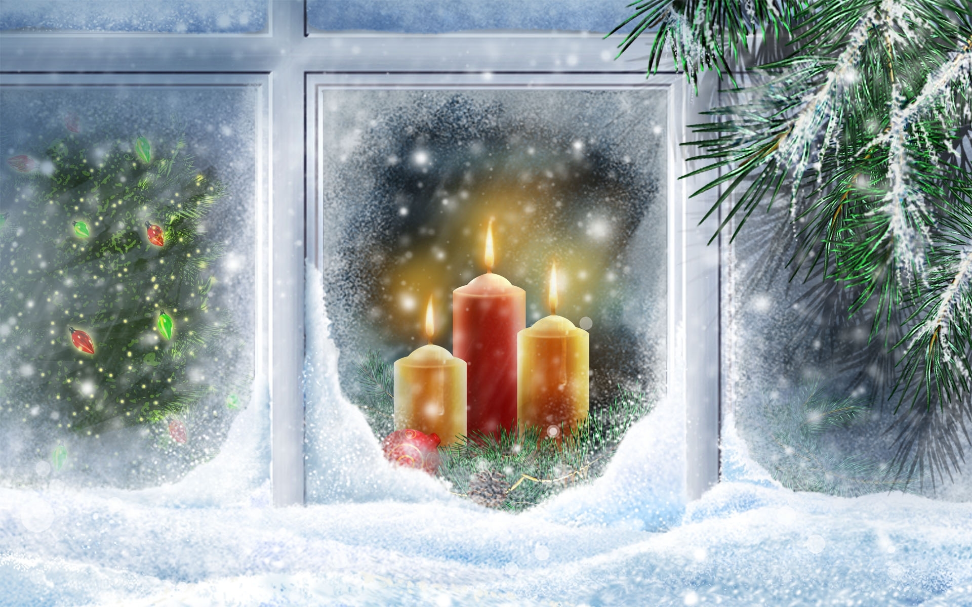 Free download wallpaper Snow, Candles, Background, Pictures on your PC desktop