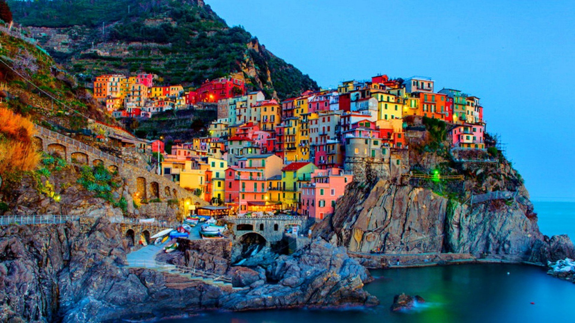 PCデスクトップに家, イタリア, 海岸, 色, カラフル, マナローラ, マンメイド画像を無料でダウンロード