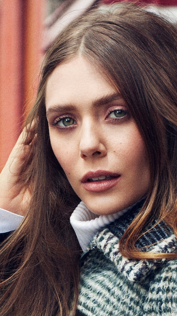 Download mobile wallpaper Face, Brunette, Green Eyes, American, Celebrity, Actress, Elizabeth Olsen for free.