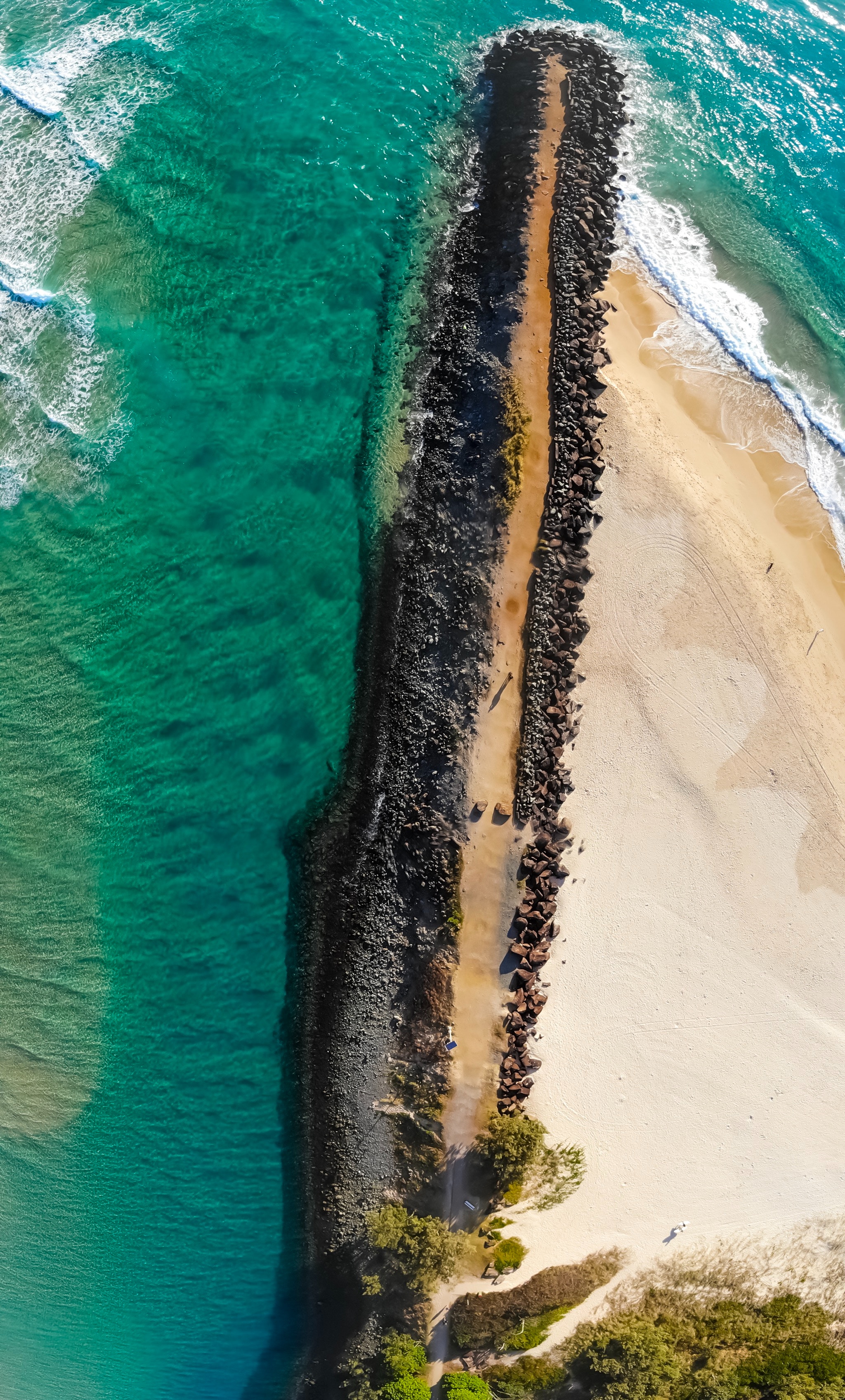 Download mobile wallpaper Surf, View From Above, Nature, Ocean, Island, Pebble for free.