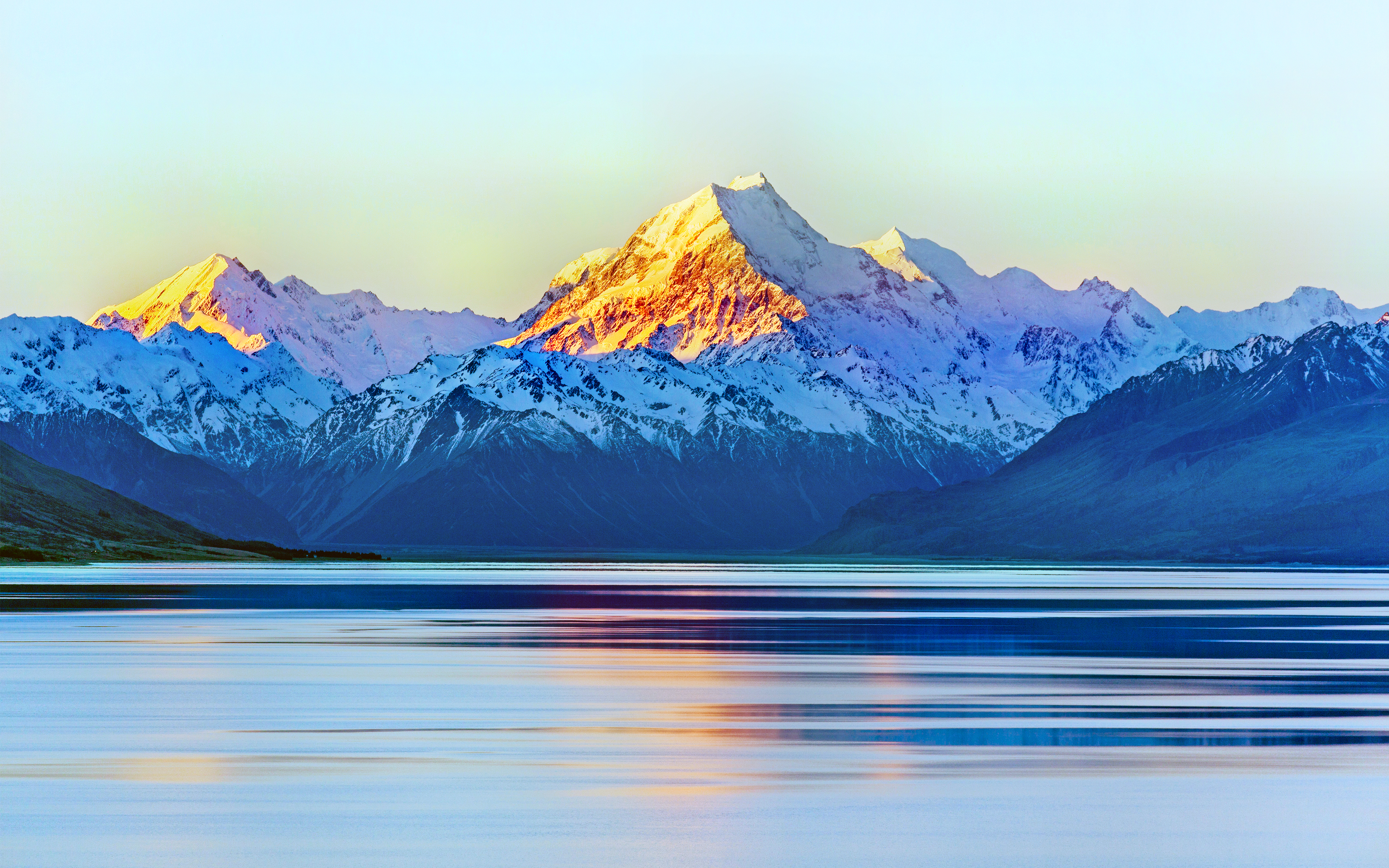 Free download wallpaper Snow, Mountain, Lake, Earth, Pastel, Scenic on your PC desktop