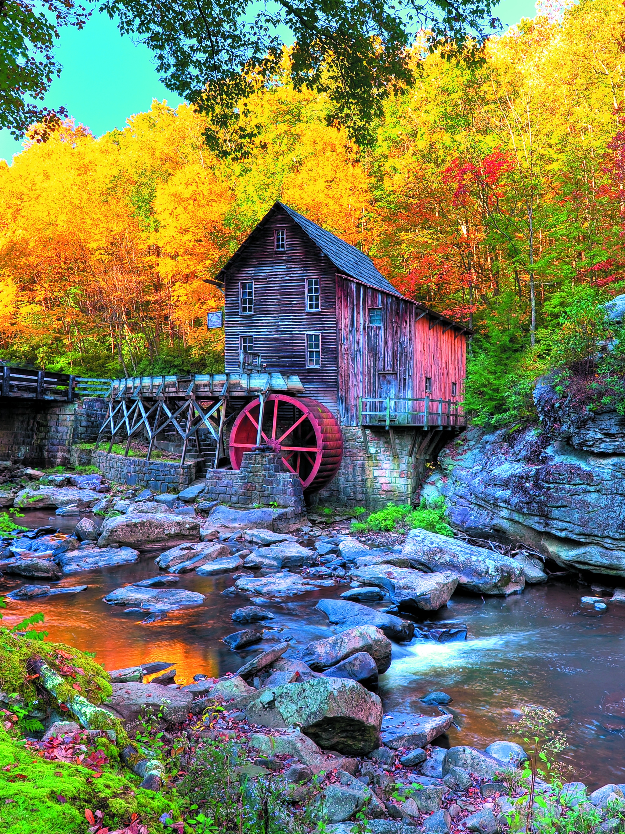Download mobile wallpaper Fall, Mill, Man Made, Watermill for free.