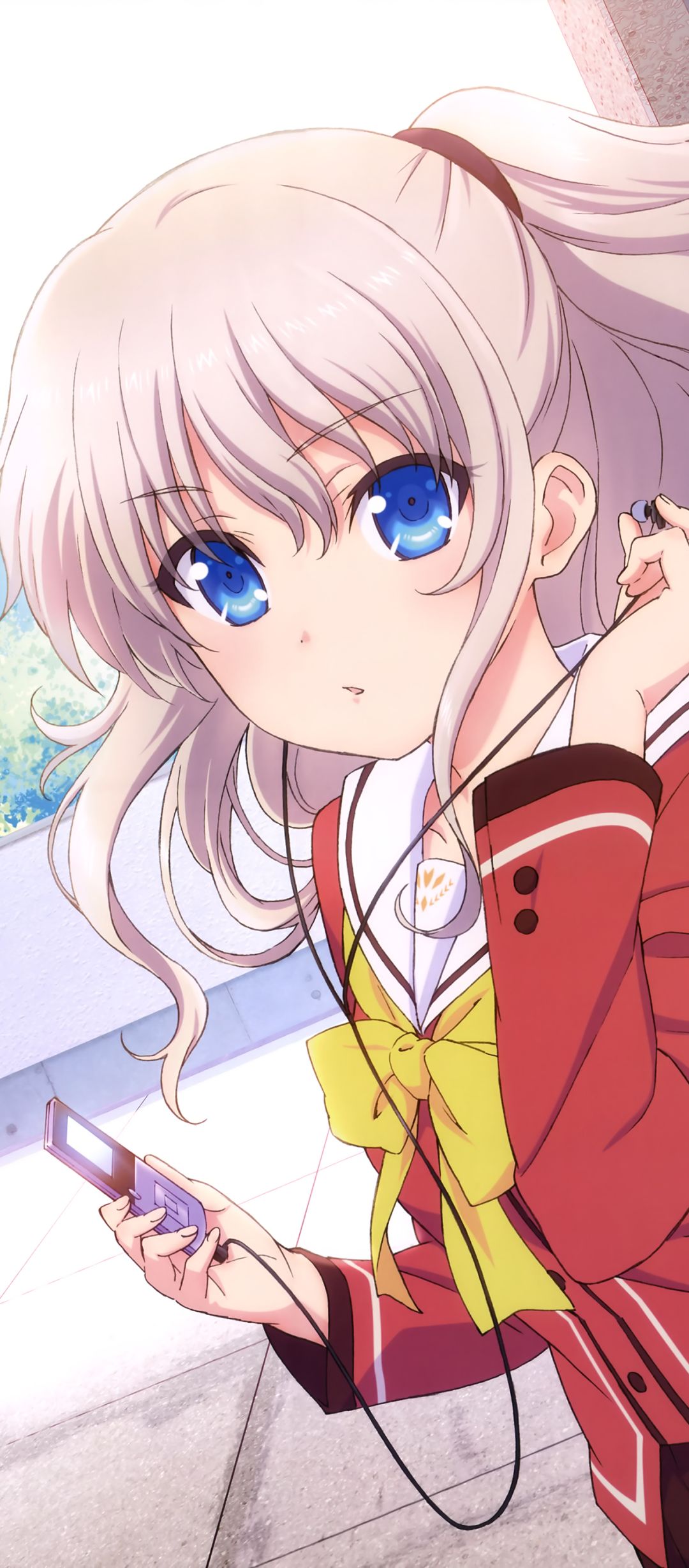 Handy-Wallpaper Blaue Augen, Charlotte, Schuluniform, Animes, Nao Tomori kostenlos herunterladen.