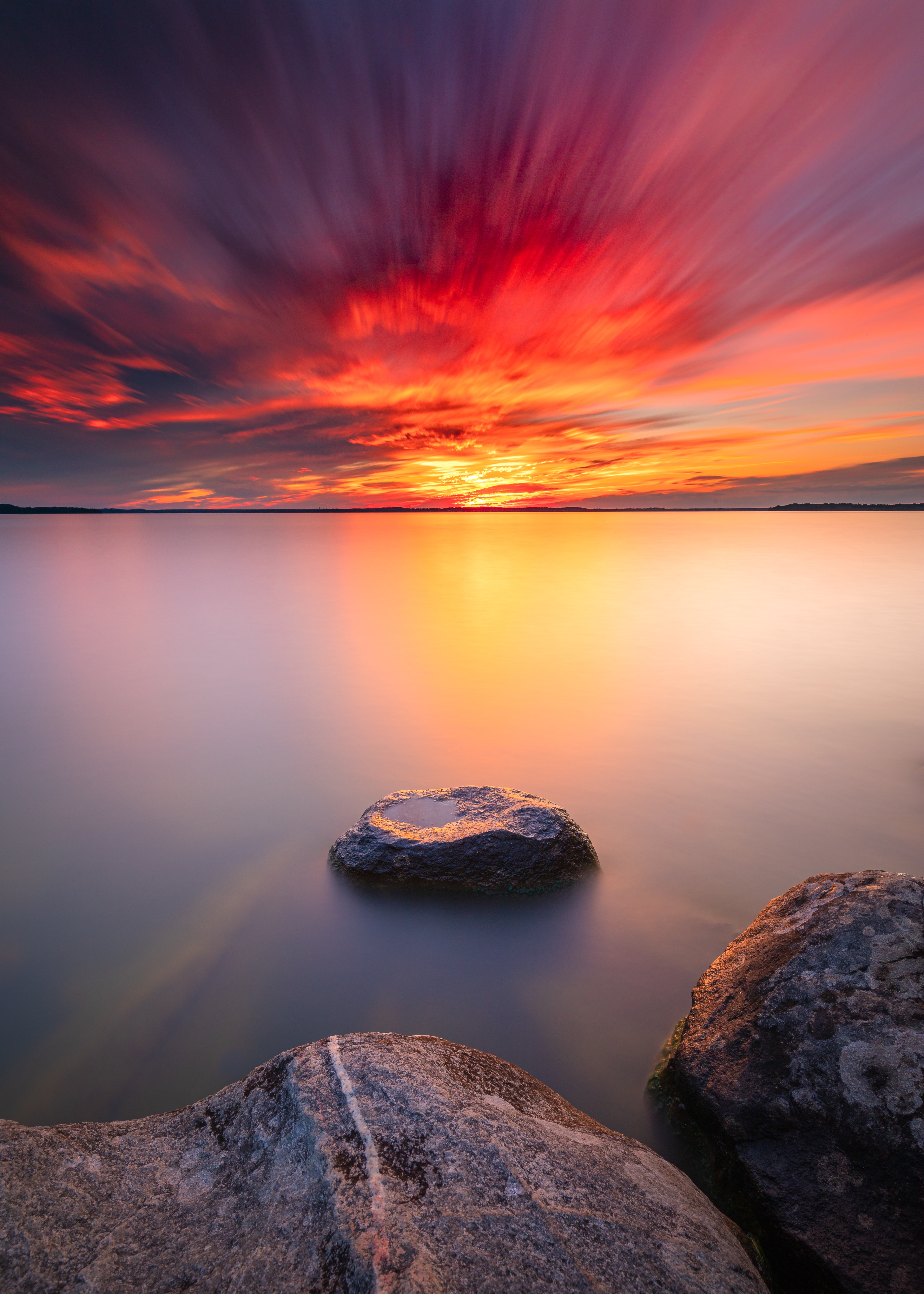 Free download wallpaper Nature, Sunset, Sea, Rock, Horizon, Stone on your PC desktop