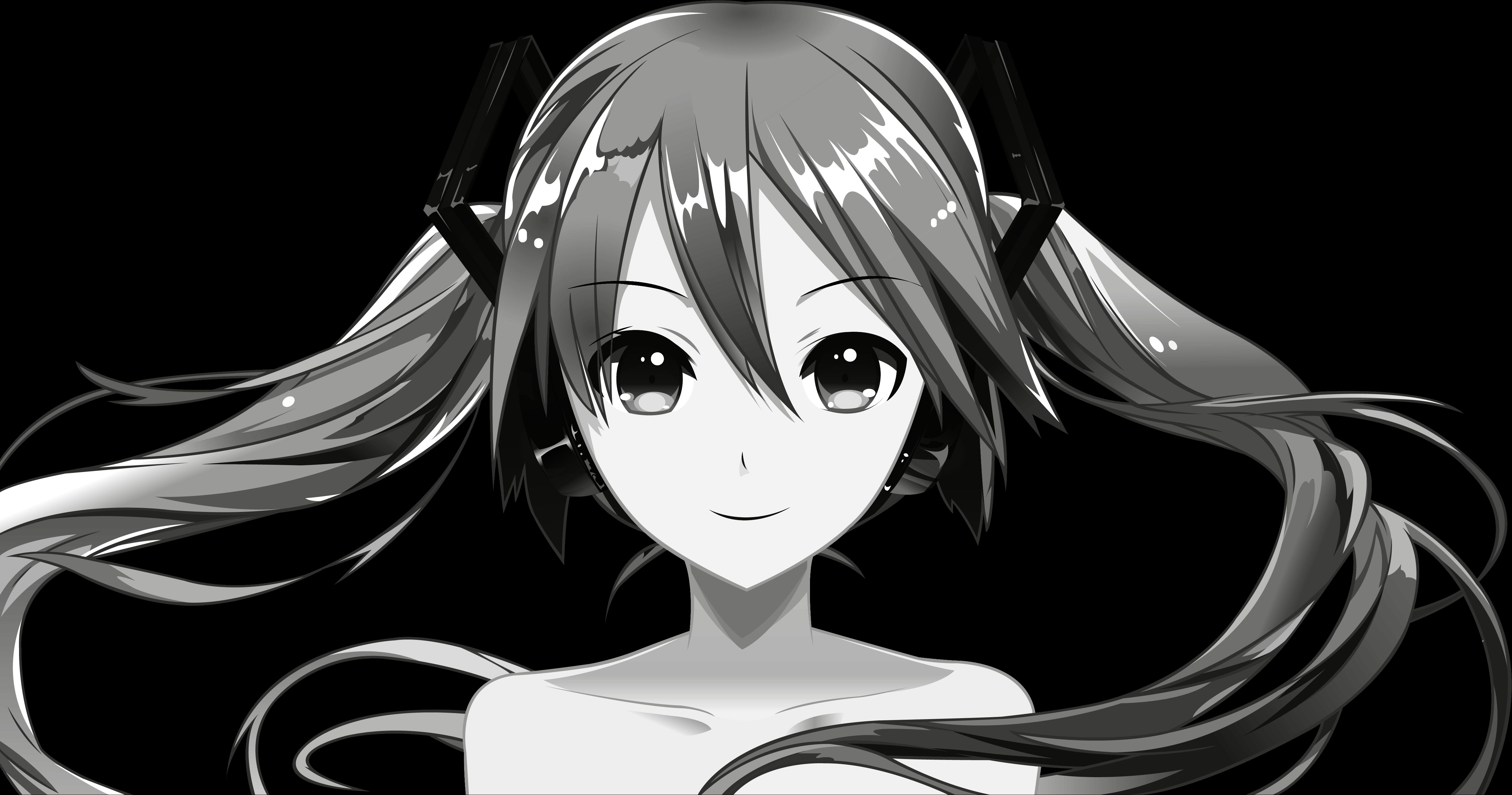 Descarga gratuita de fondo de pantalla para móvil de Monocromo, Vocaloid, Animado, Hatsune Miku.