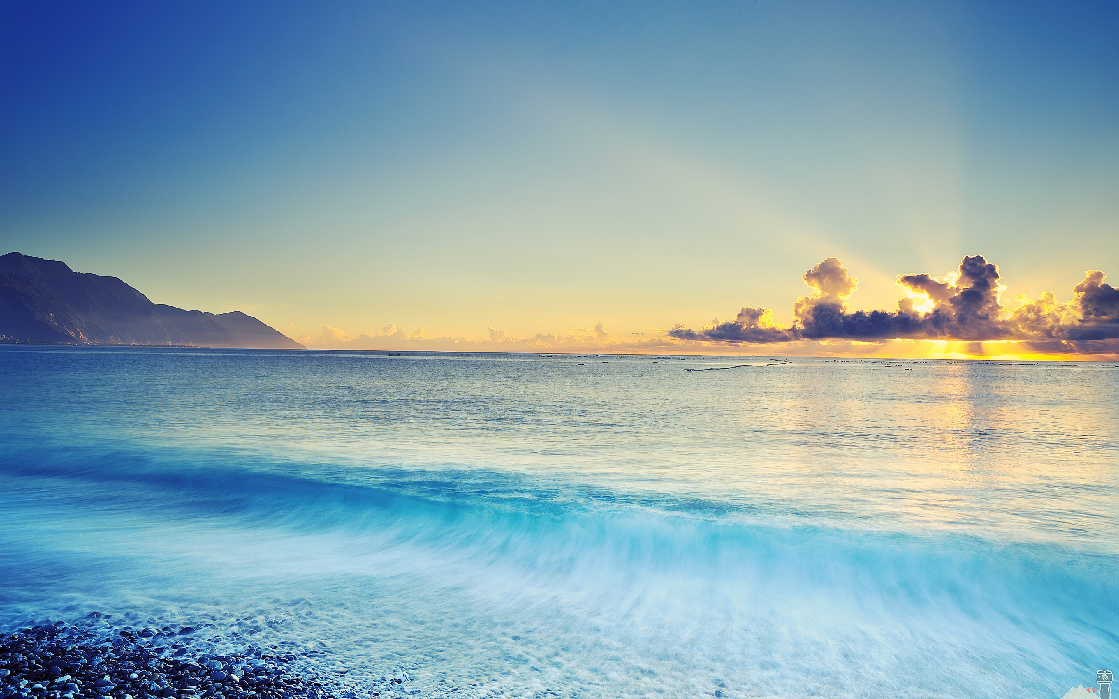 Free download wallpaper Sunrise, Earth, Seashore on your PC desktop