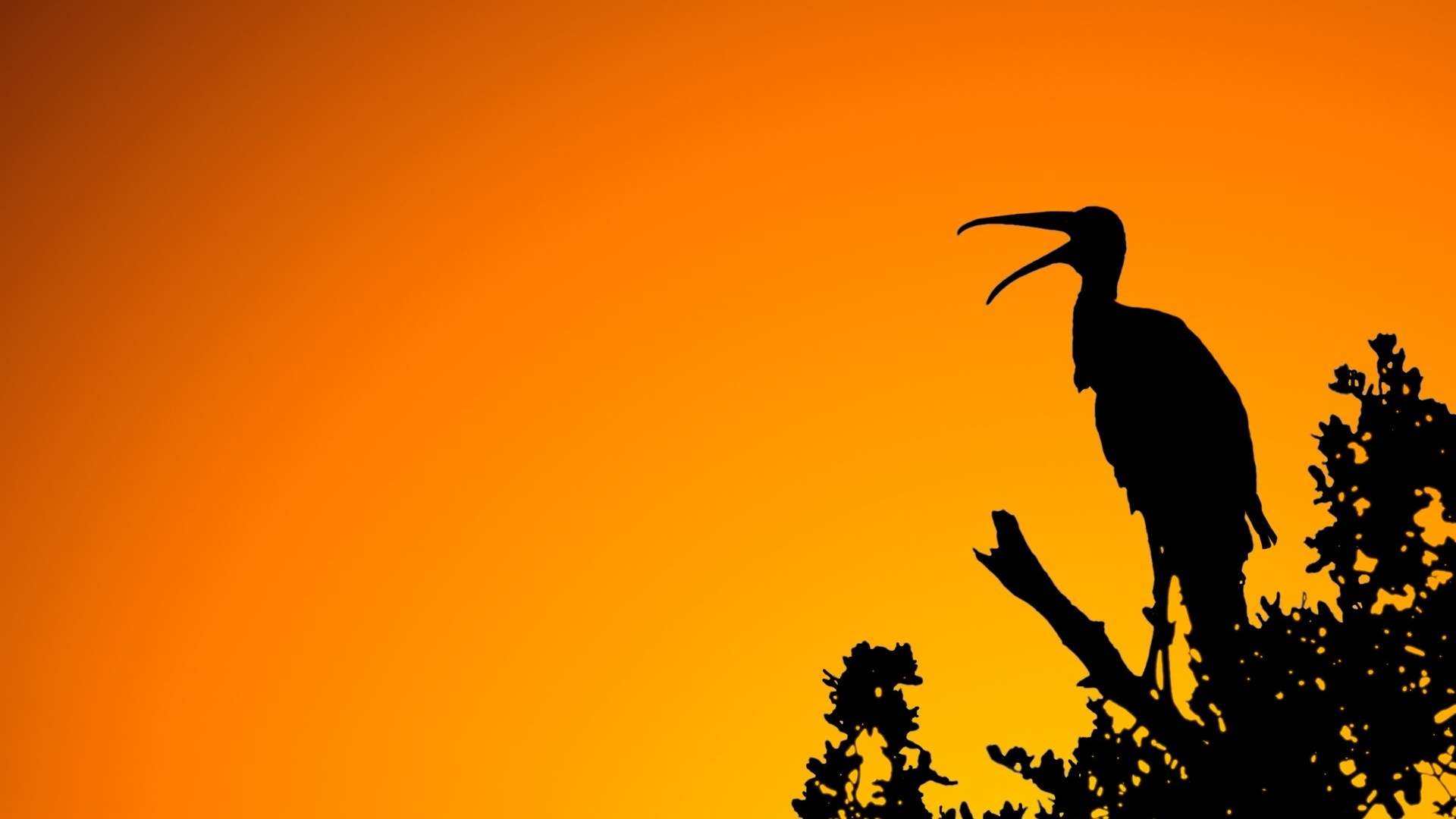 Download mobile wallpaper Silhouette, Orange (Color), Bird, Birds, Animal for free.