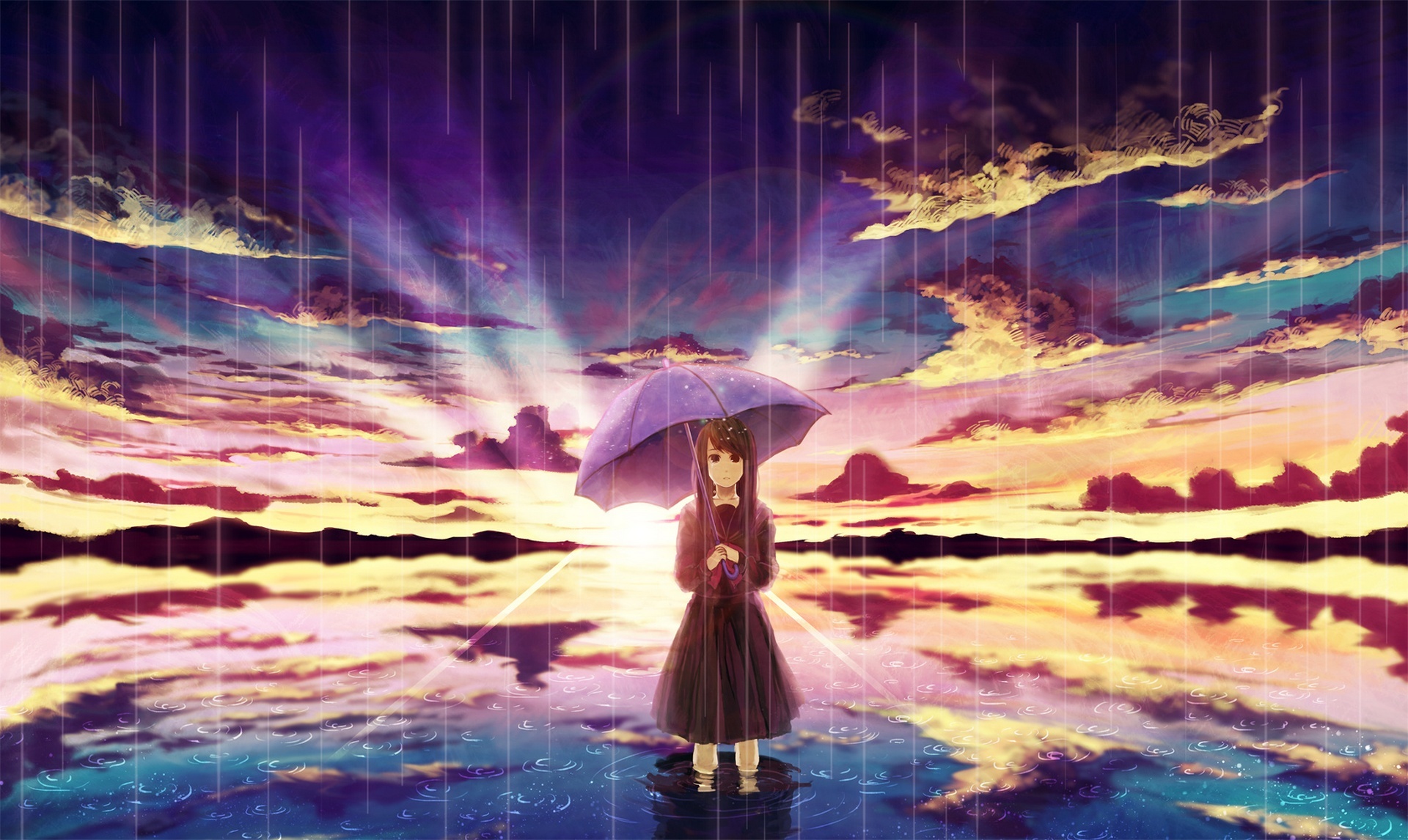 Handy-Wallpaper Mädchen, Regenschirm, Animes kostenlos herunterladen.