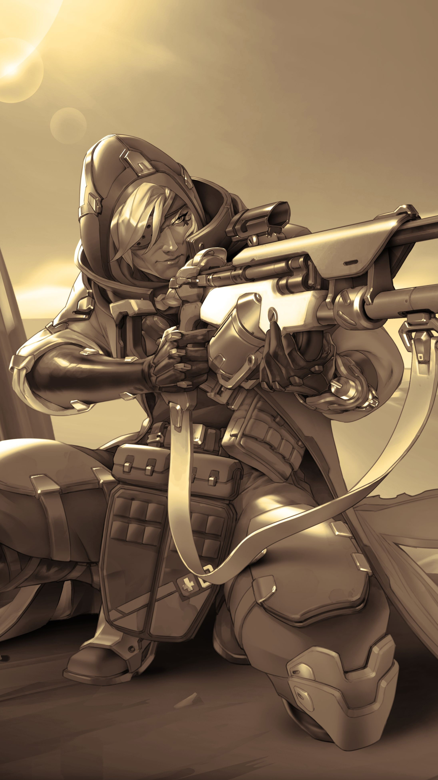 Download mobile wallpaper Overwatch, Video Game, Sniper Rifle, Woman Warrior, Ana (Overwatch) for free.