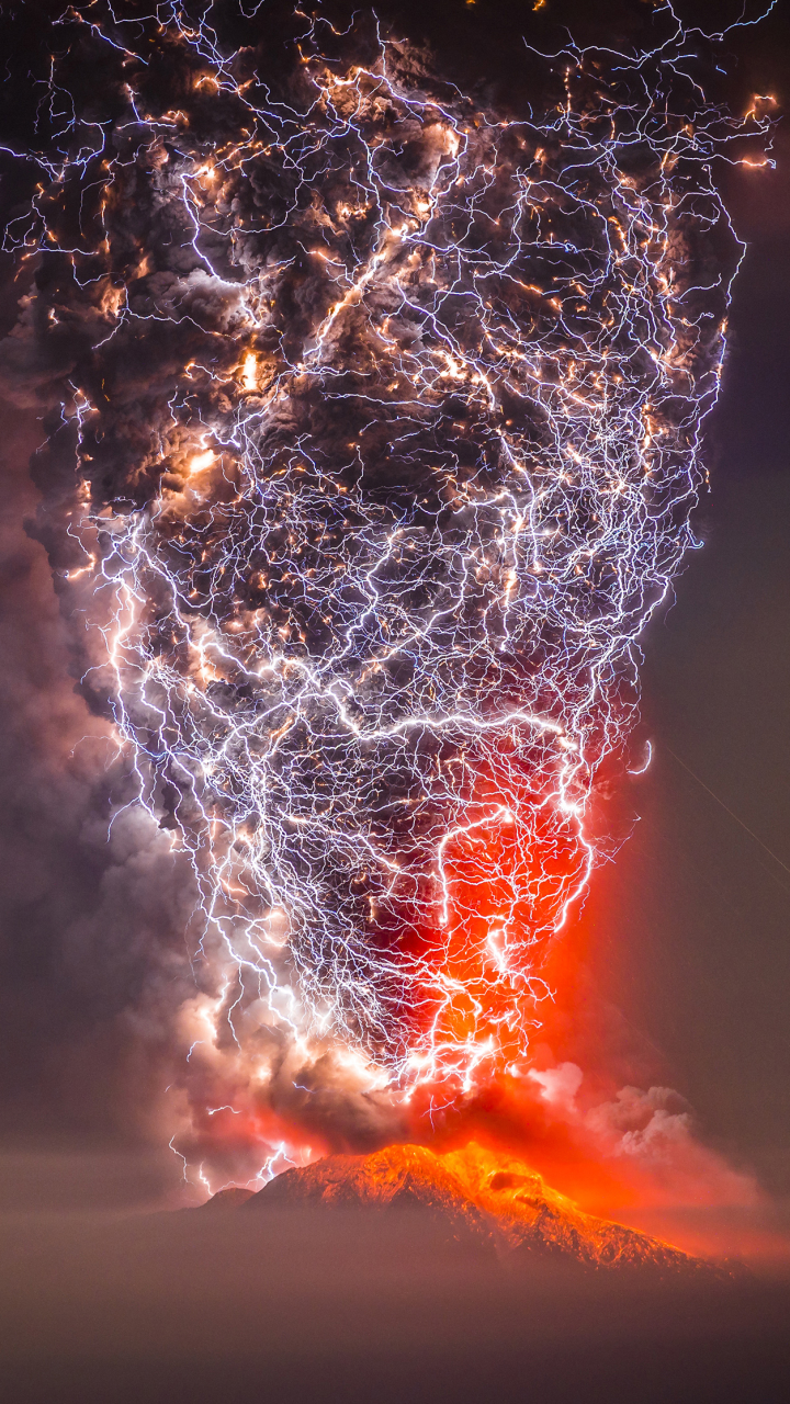 Download mobile wallpaper Lightning, Storm, Volcano, Photography for free.