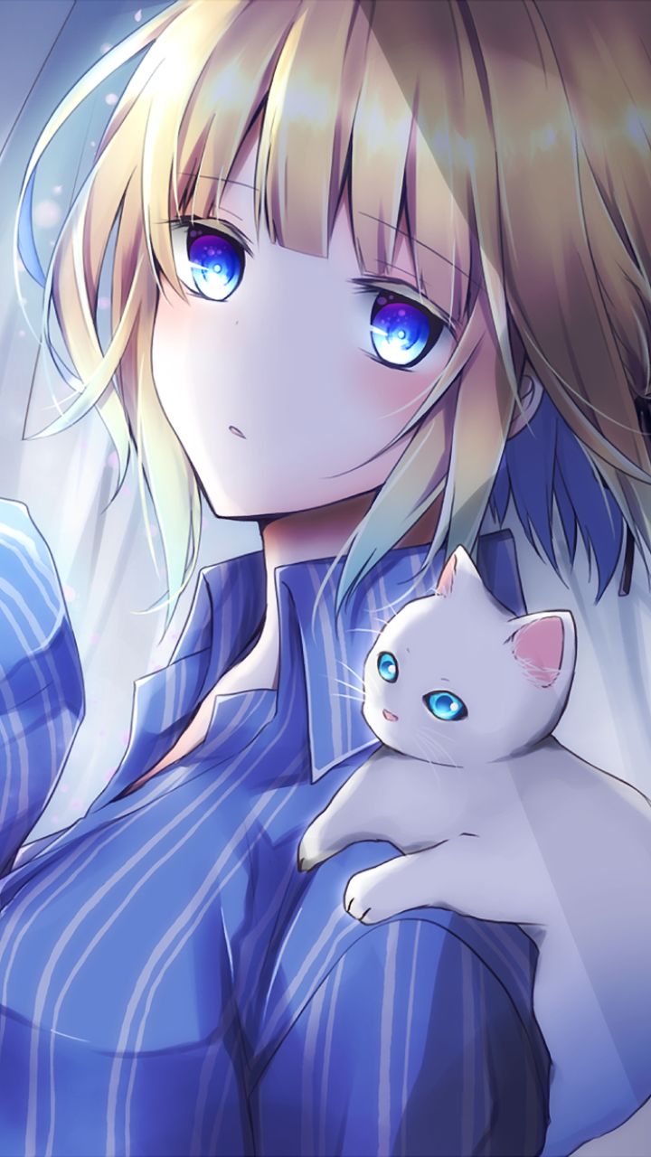 Download mobile wallpaper Anime, Cat, Original for free.