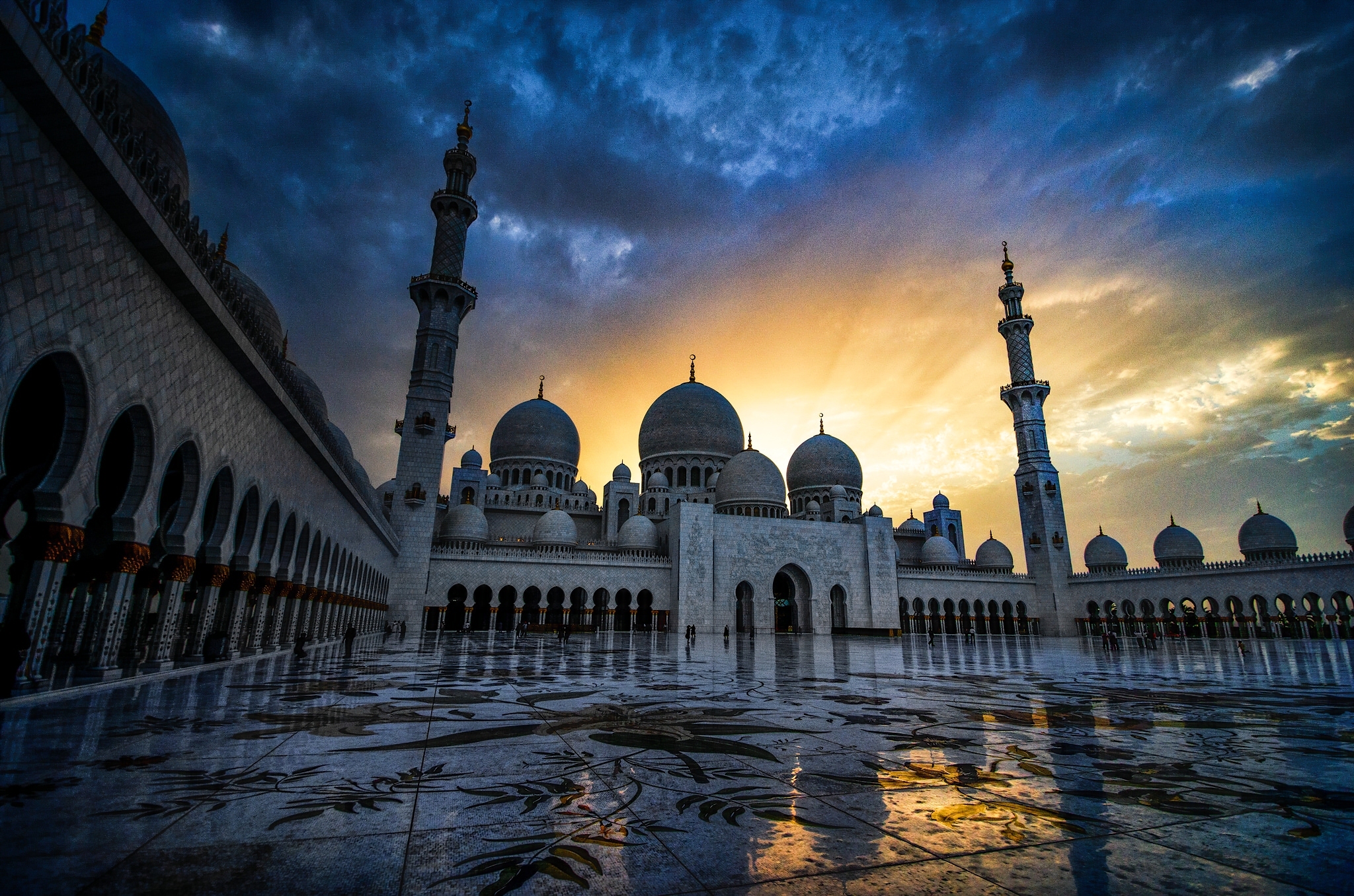 378051 завантажити картинку архітектура, релігійний, велика мечеть шейха заїда, абу дабі, мечеть, захід сонця, об'єднані арабські емірати, мечеті - шпалери і заставки безкоштовно