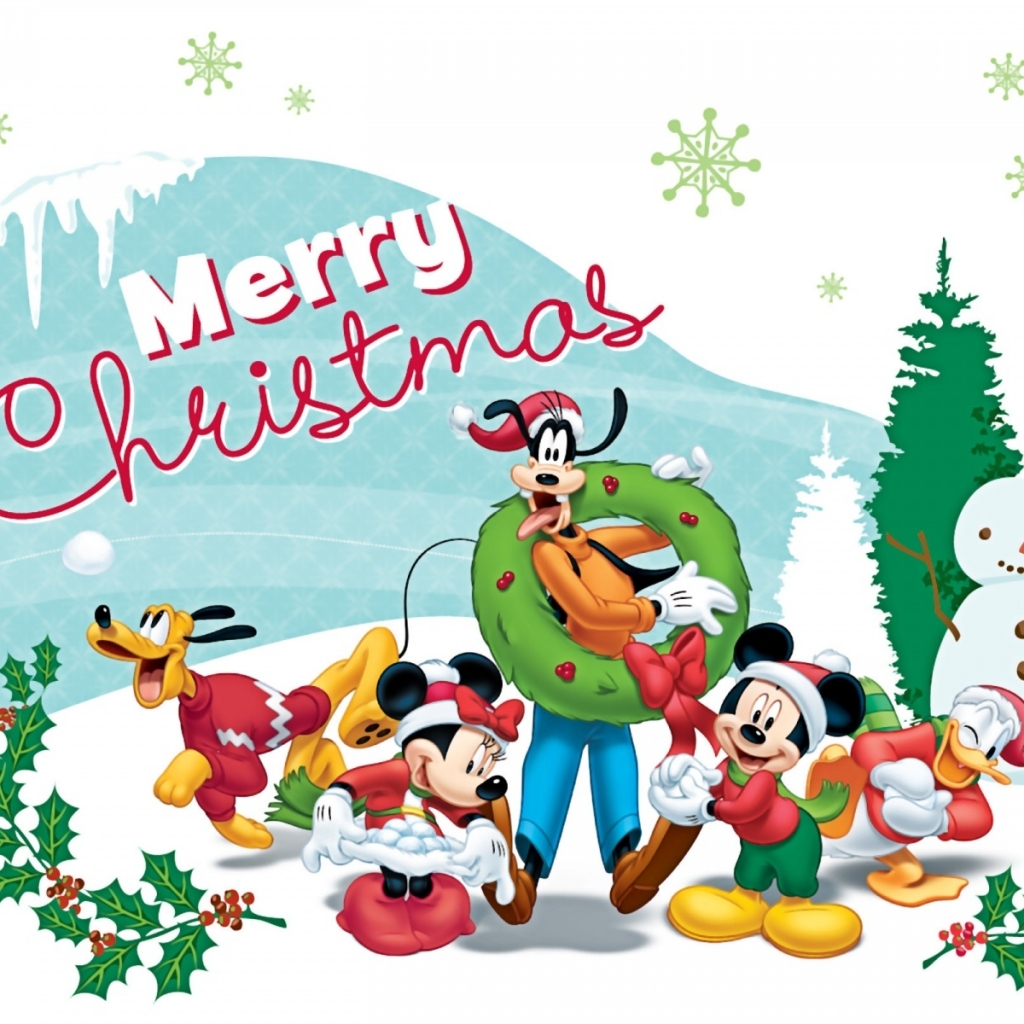 Download mobile wallpaper Christmas, Holiday, Merry Christmas, Mickey Mouse, Donald Duck, Minnie Mouse for free.
