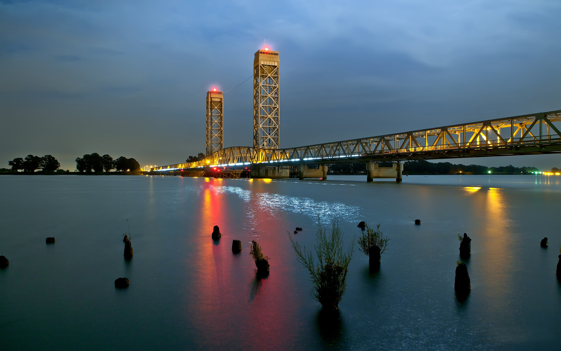 PCデスクトップに川, 橋, 光, ブリッジ, マンメイド画像を無料でダウンロード