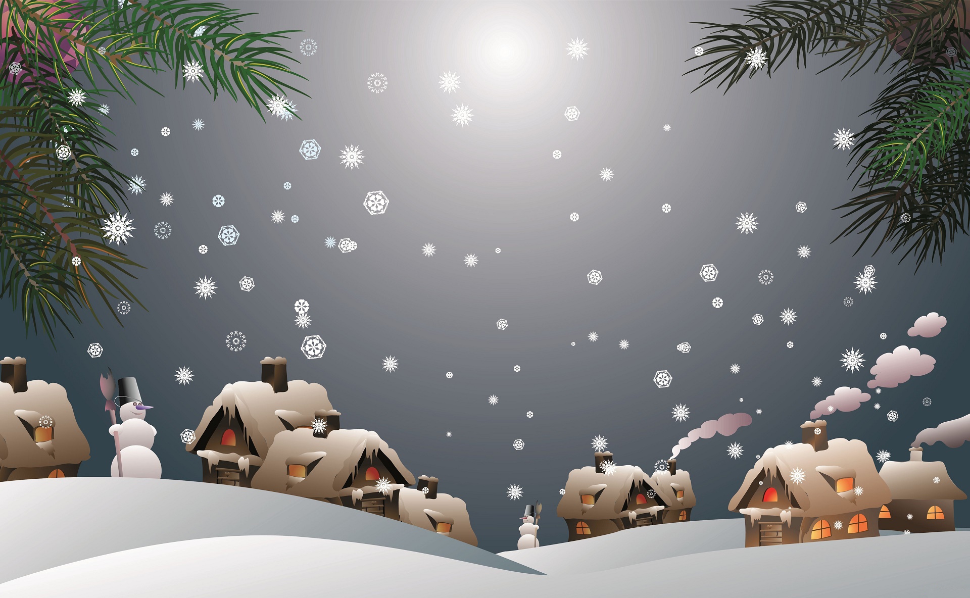 Free download wallpaper Winter, Snowman, House, Artistic, Snowflake on your PC desktop