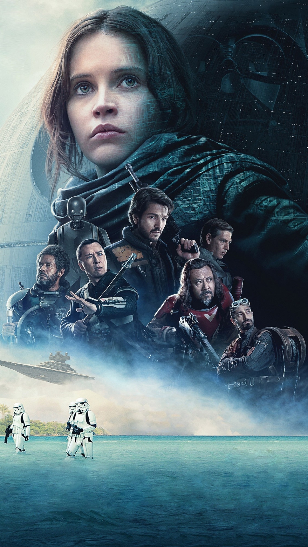 Download mobile wallpaper Star Wars, Movie, Stormtrooper, At At Walker, Rogue One: A Star Wars Story, Felicity Jones for free.