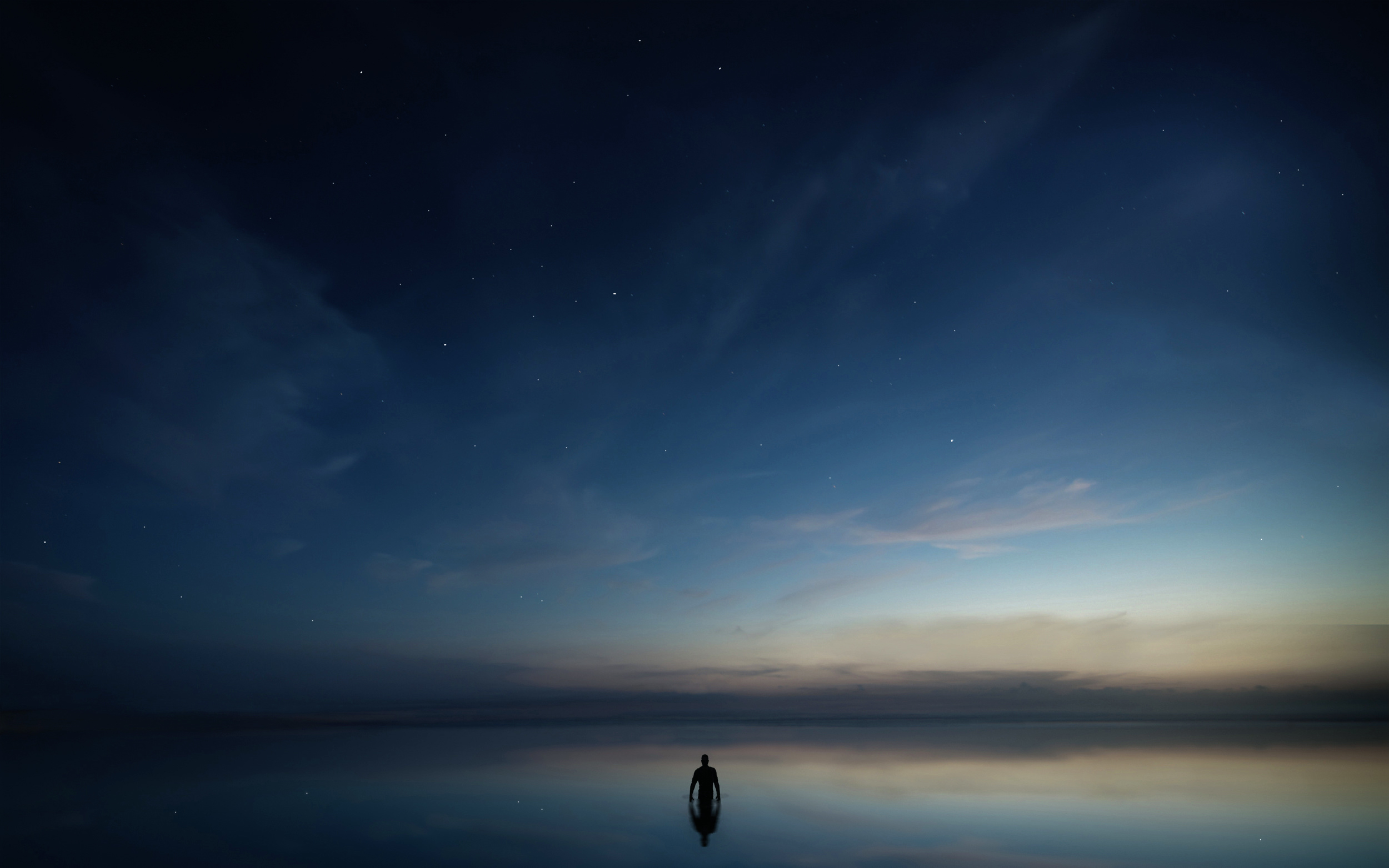 Download mobile wallpaper Sky, Stars, Reflection, Silhouette, Earth for free.