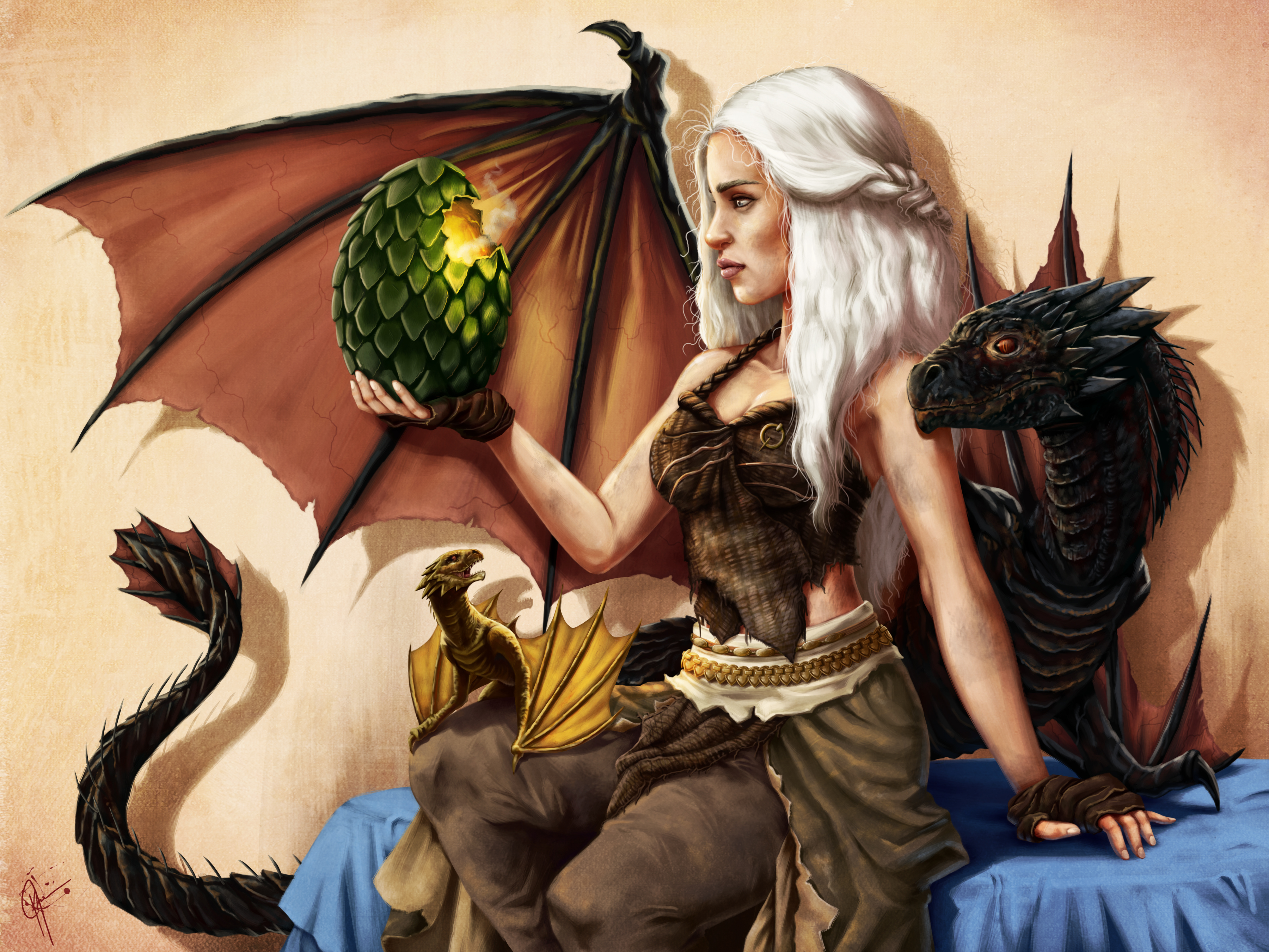 Laden Sie das Fantasie, Drachen, Fernsehserien, Weißes Haar, Game Of Thrones: Das Lied Von Eis Und Feuer, Daenerys Targaryen-Bild kostenlos auf Ihren PC-Desktop herunter