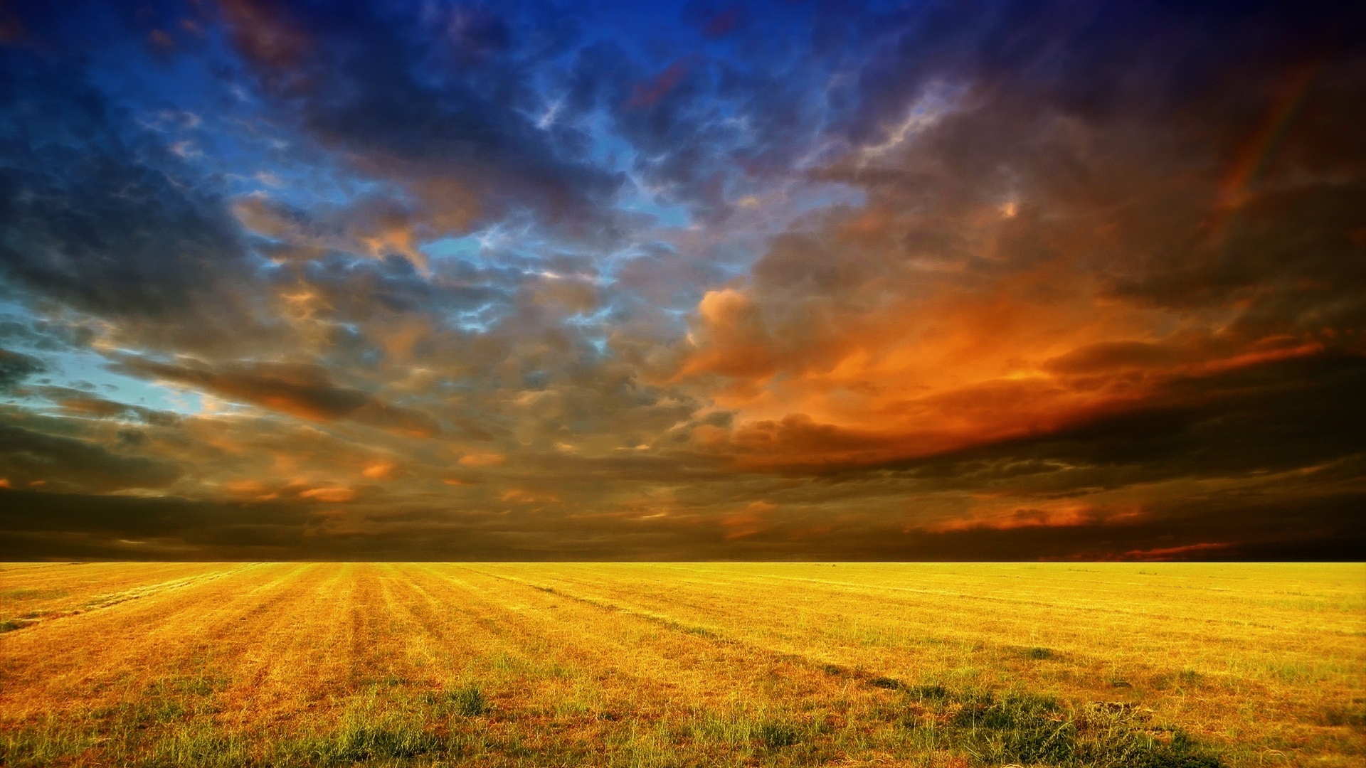 Download mobile wallpaper Sunset, Sky, Earth, Field, Hdr, Cloud for free.