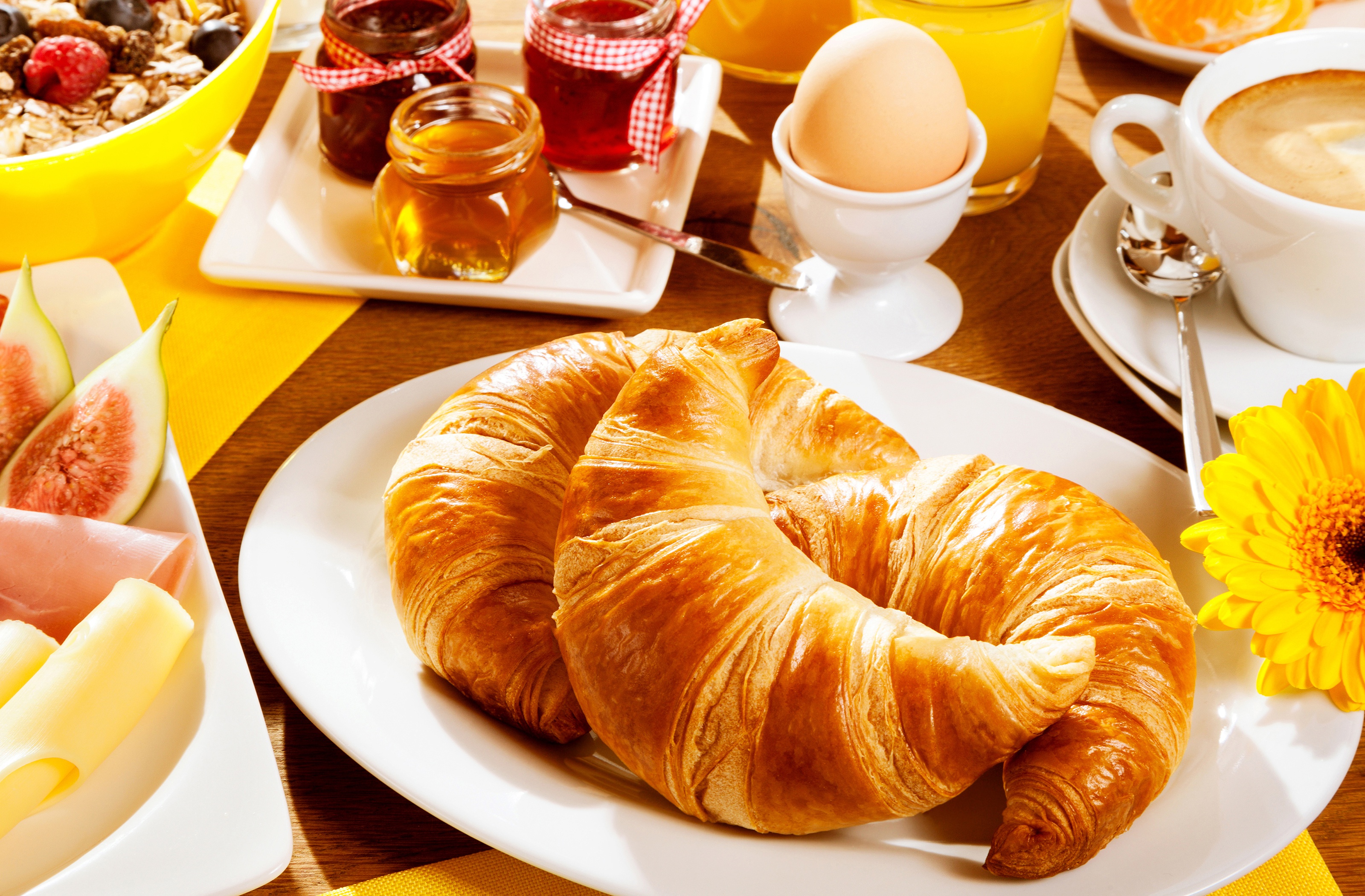 Download mobile wallpaper Food, Jam, Breakfast, Croissant, Viennoiserie for free.