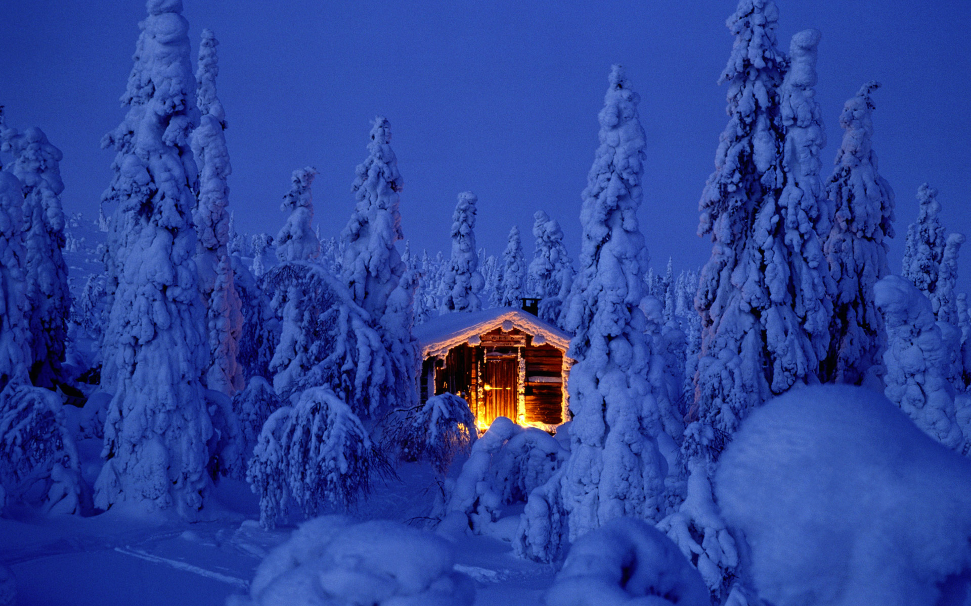 Download mobile wallpaper Winter, Snow, Forest, Cabin, Man Made for free.