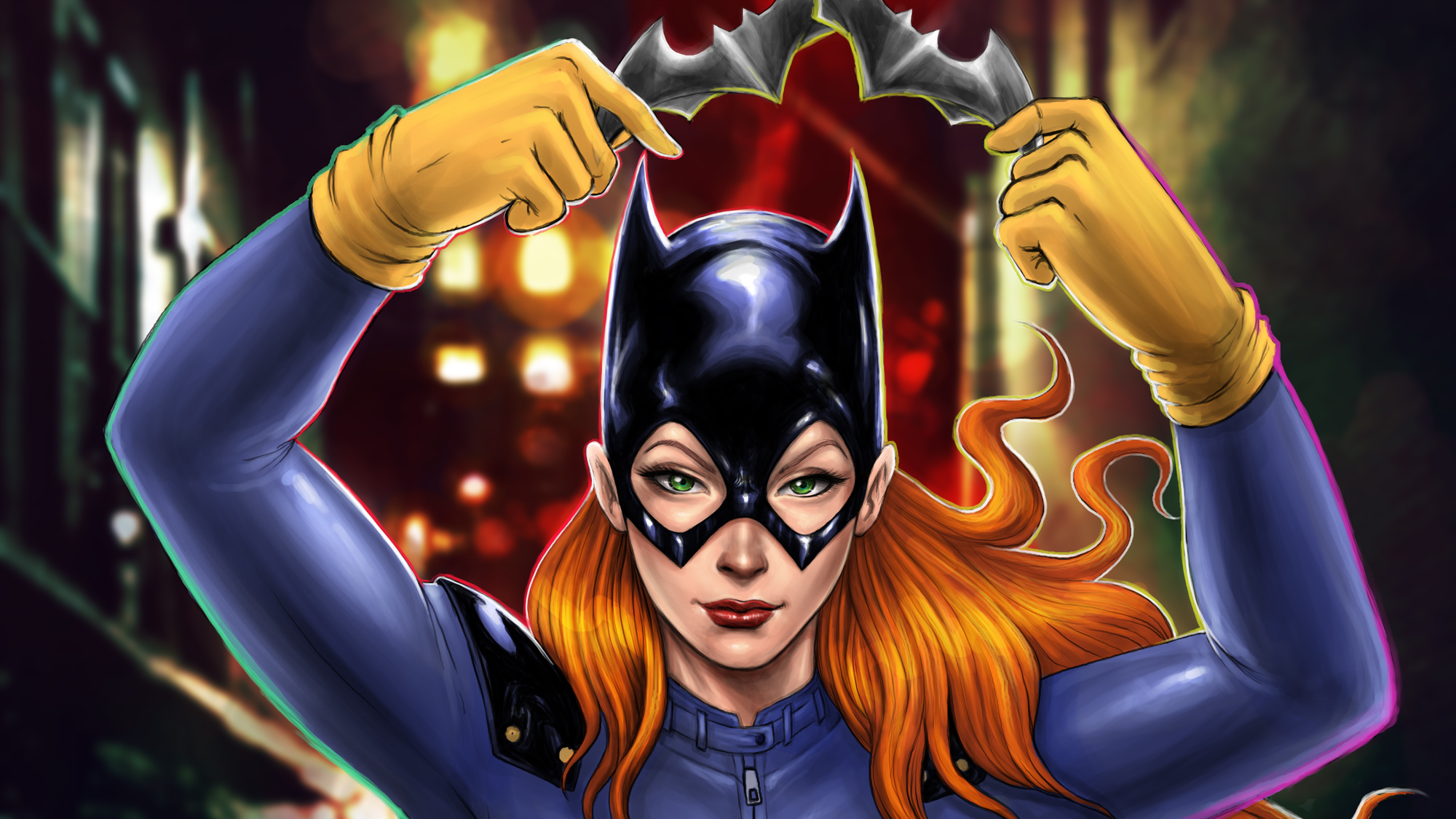 Free download wallpaper Batman, Green Eyes, Comics, Dc Comics, Lipstick, Orange Hair, Batgirl on your PC desktop