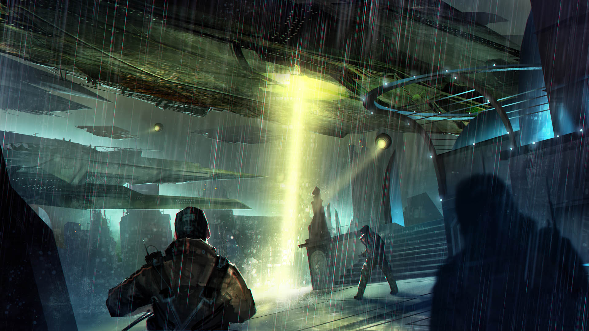 video game, defense grid 2, rain, spaceship