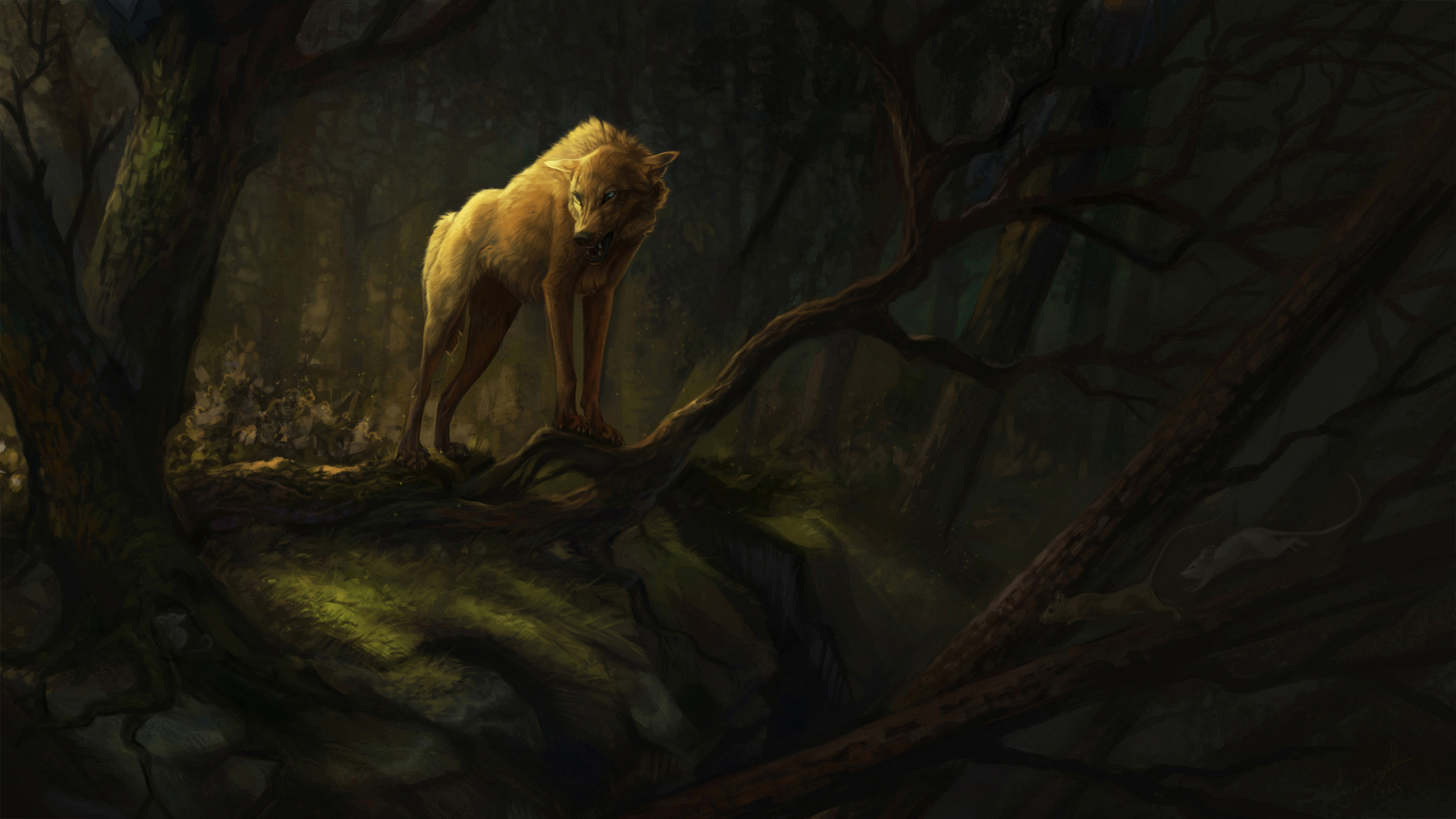 Descarga gratis la imagen Fantasía, Bosque, Lobo, Animales De Fantasía en el escritorio de tu PC