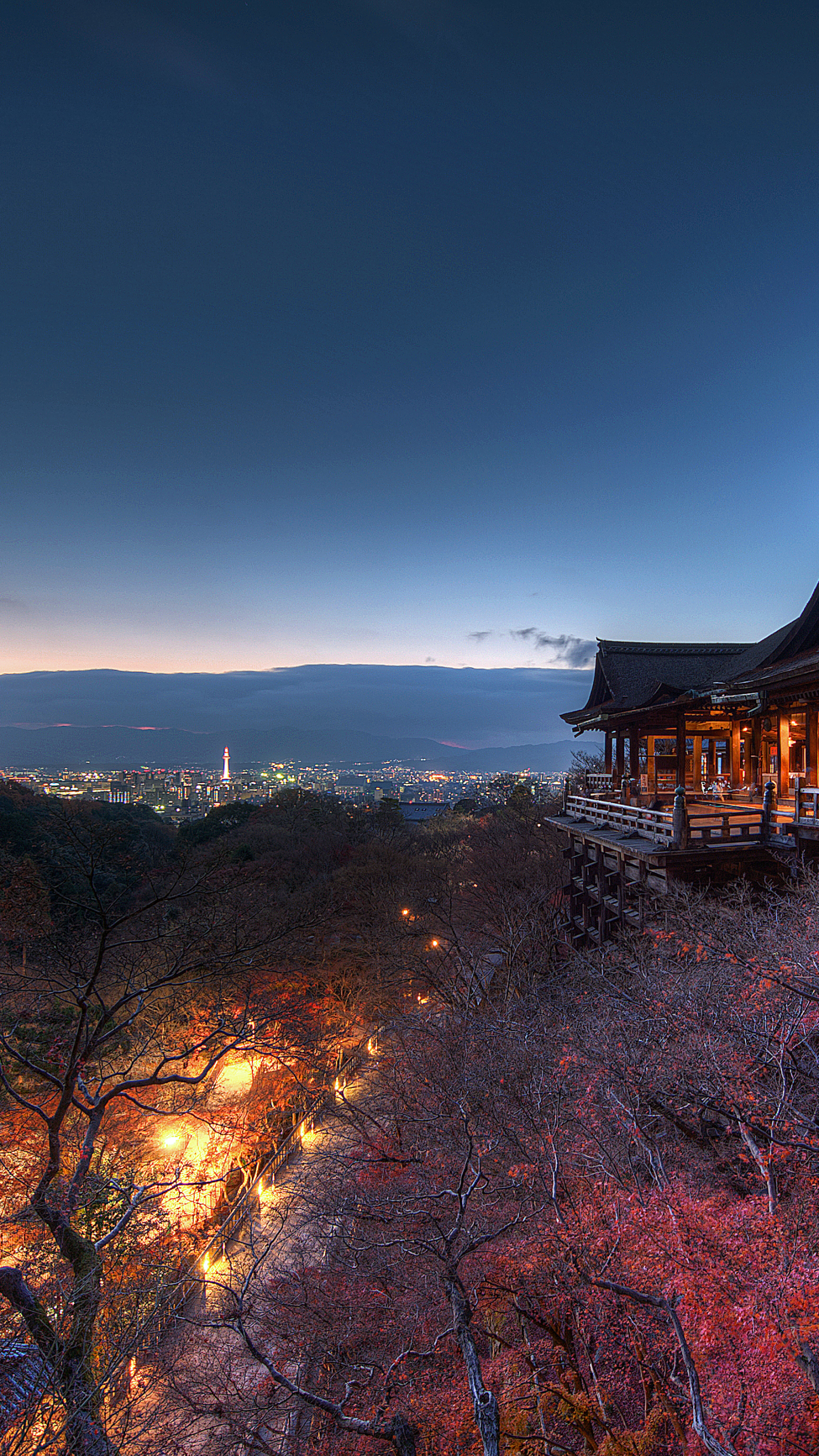 Descarga gratuita de fondo de pantalla para móvil de Noche, Japón, Templos, Kioto, Religioso, Kiyomizu Dera.