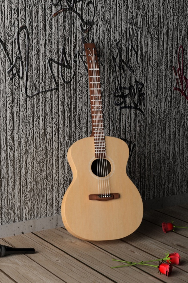 Download mobile wallpaper Music, Flower, Rose, Guitar for free.