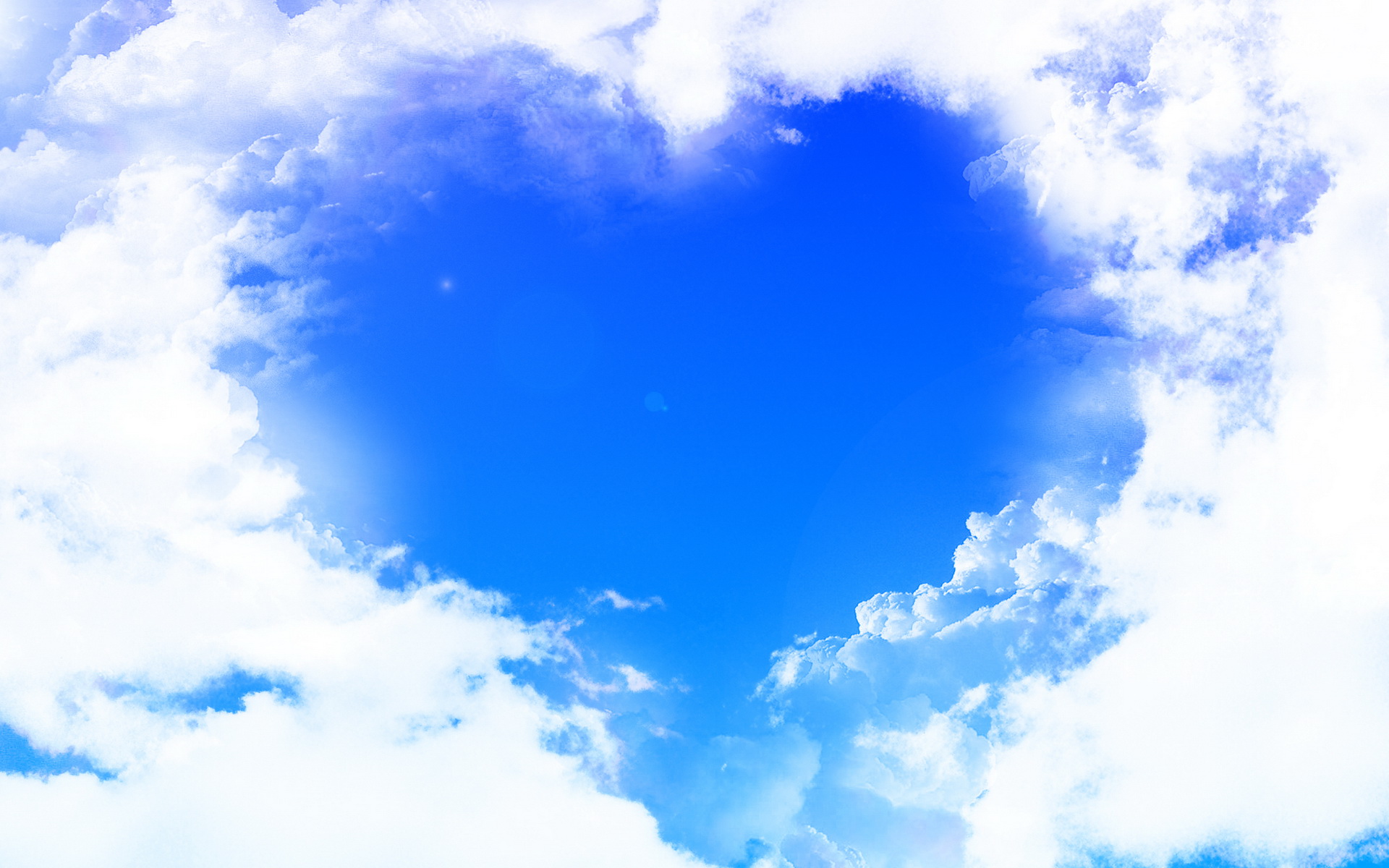 Скачать обои бесплатно Небо, Облака, Синий, Сердце, Художественные, В Форме Сердца картинка на рабочий стол ПК