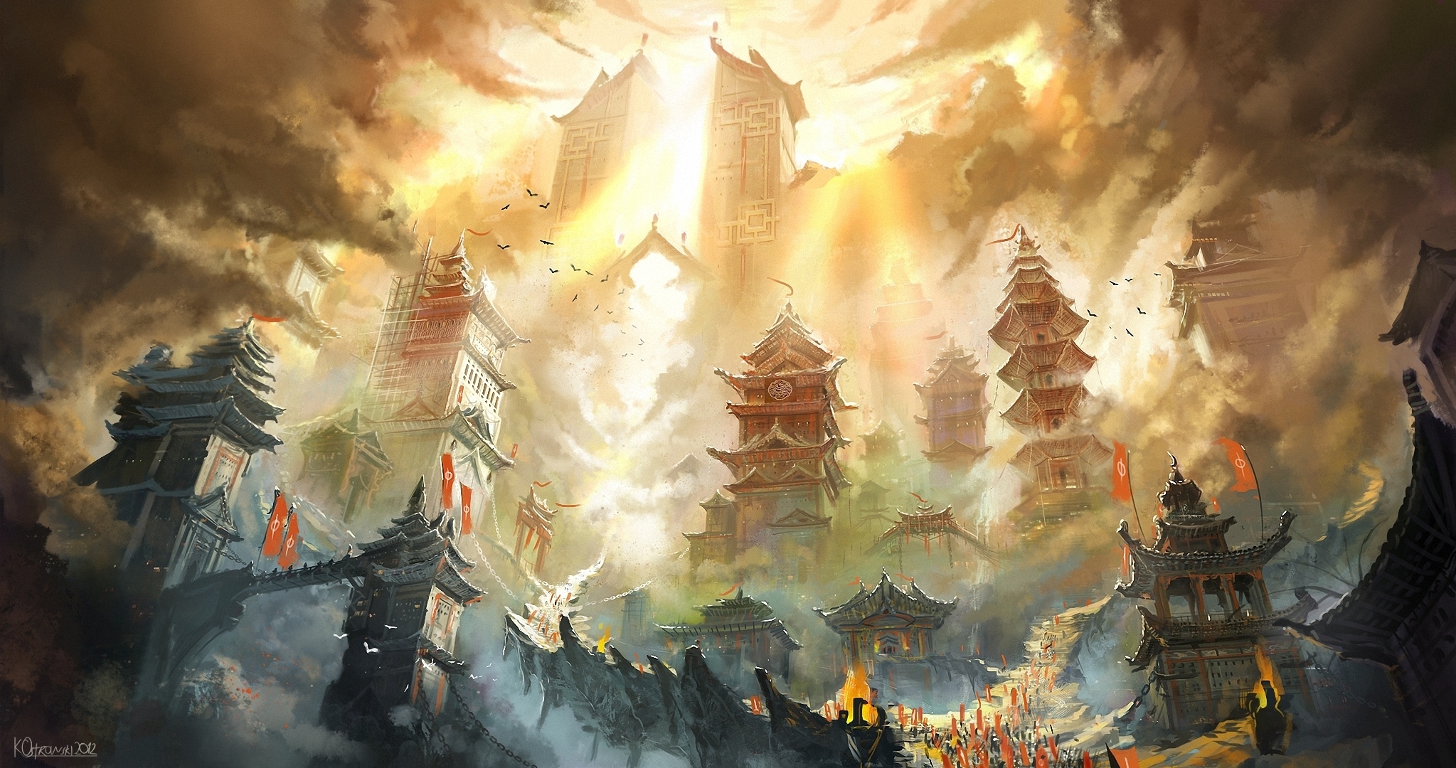 Free download wallpaper Fantasy, Oriental, Castle on your PC desktop