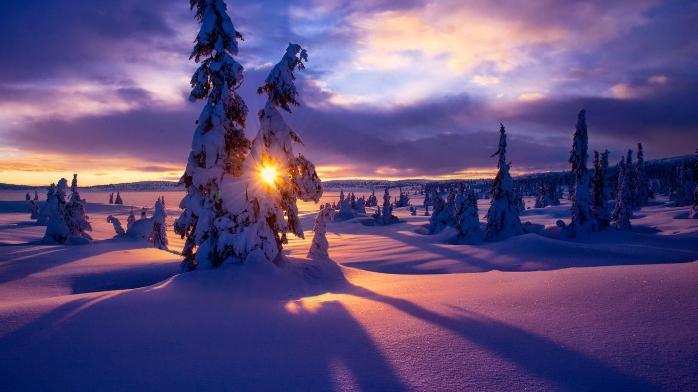 Laden Sie das Winter, Schnee, Wald, Baum, Sonnenuntergang, Erde/natur-Bild kostenlos auf Ihren PC-Desktop herunter