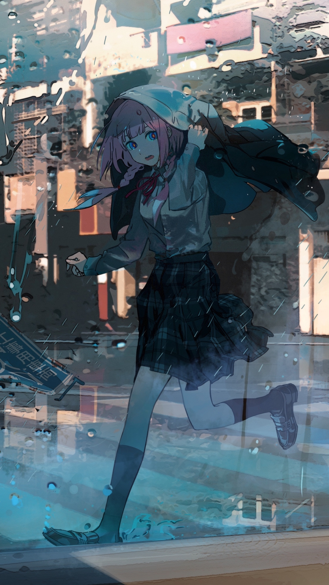 Download mobile wallpaper Anime, Rain, Girl for free.