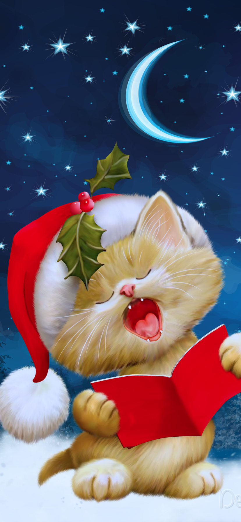 Baixar papel de parede para celular de Natal, Gato, Feriados, Gorro Do Papai Noel gratuito.