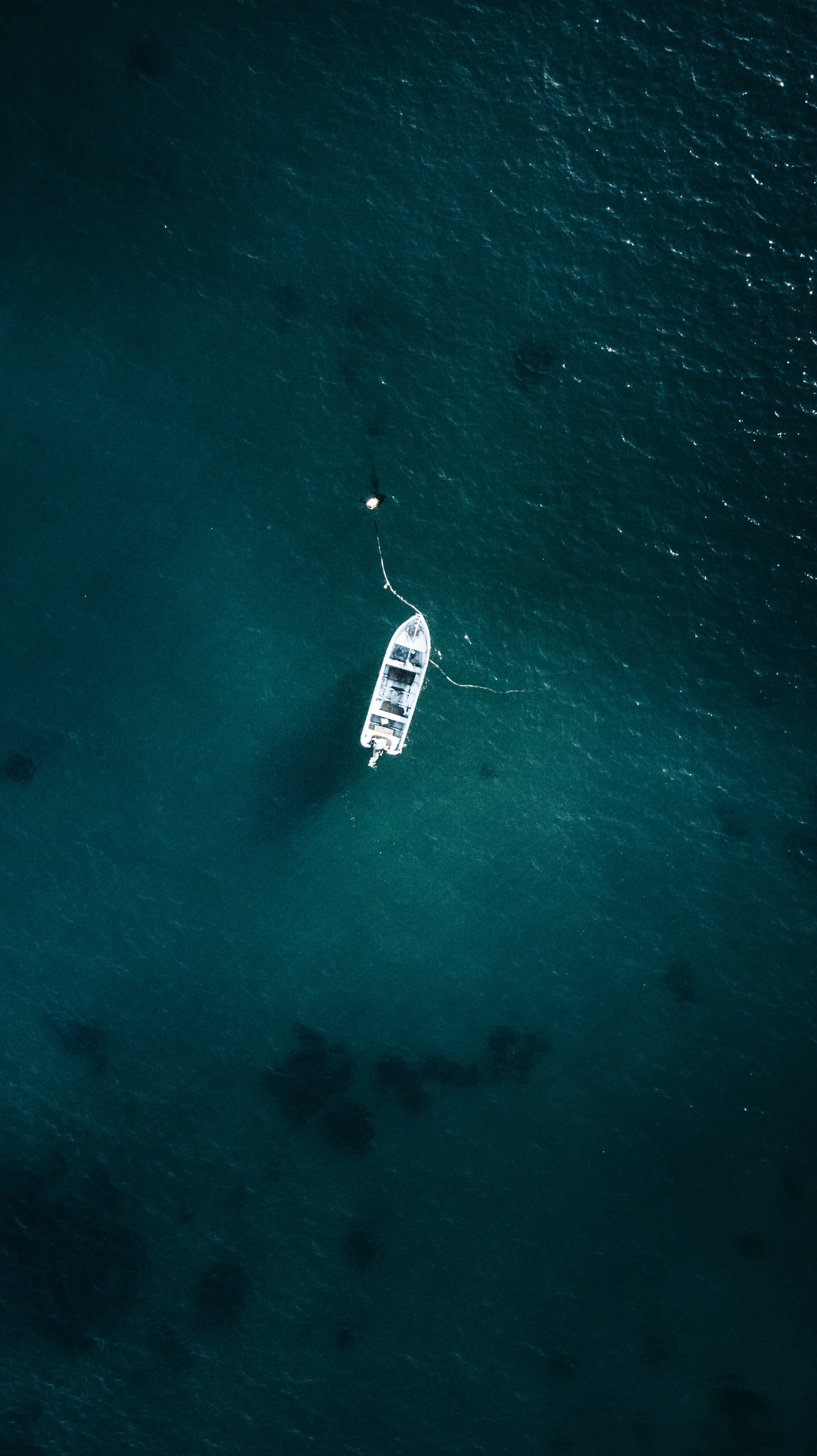 nature, water, sea, waves, view from above, boat HD for desktop 1080p