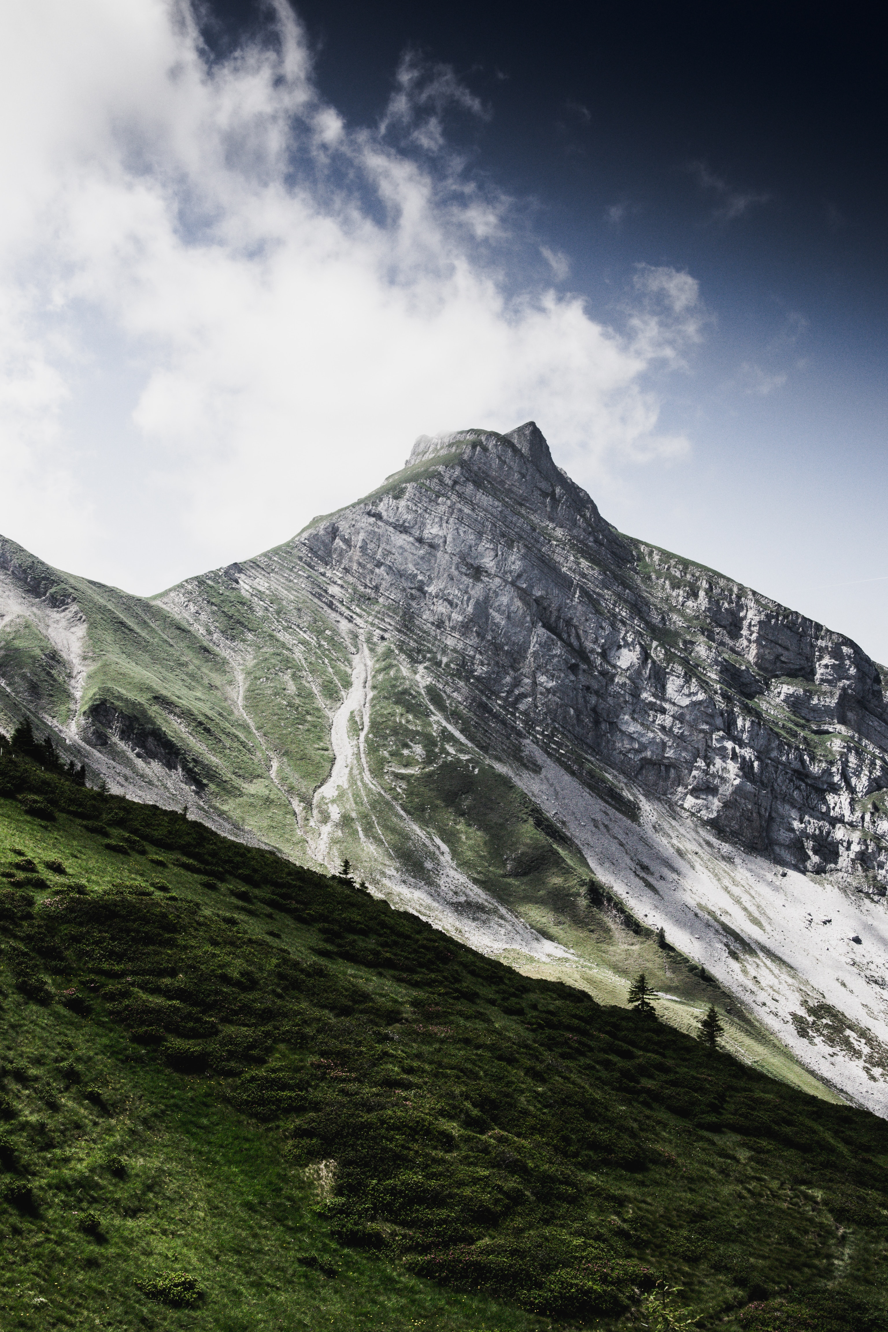 Free download wallpaper Nature, Clouds, Mountain, Top, Slope, Vertex, Landscape on your PC desktop