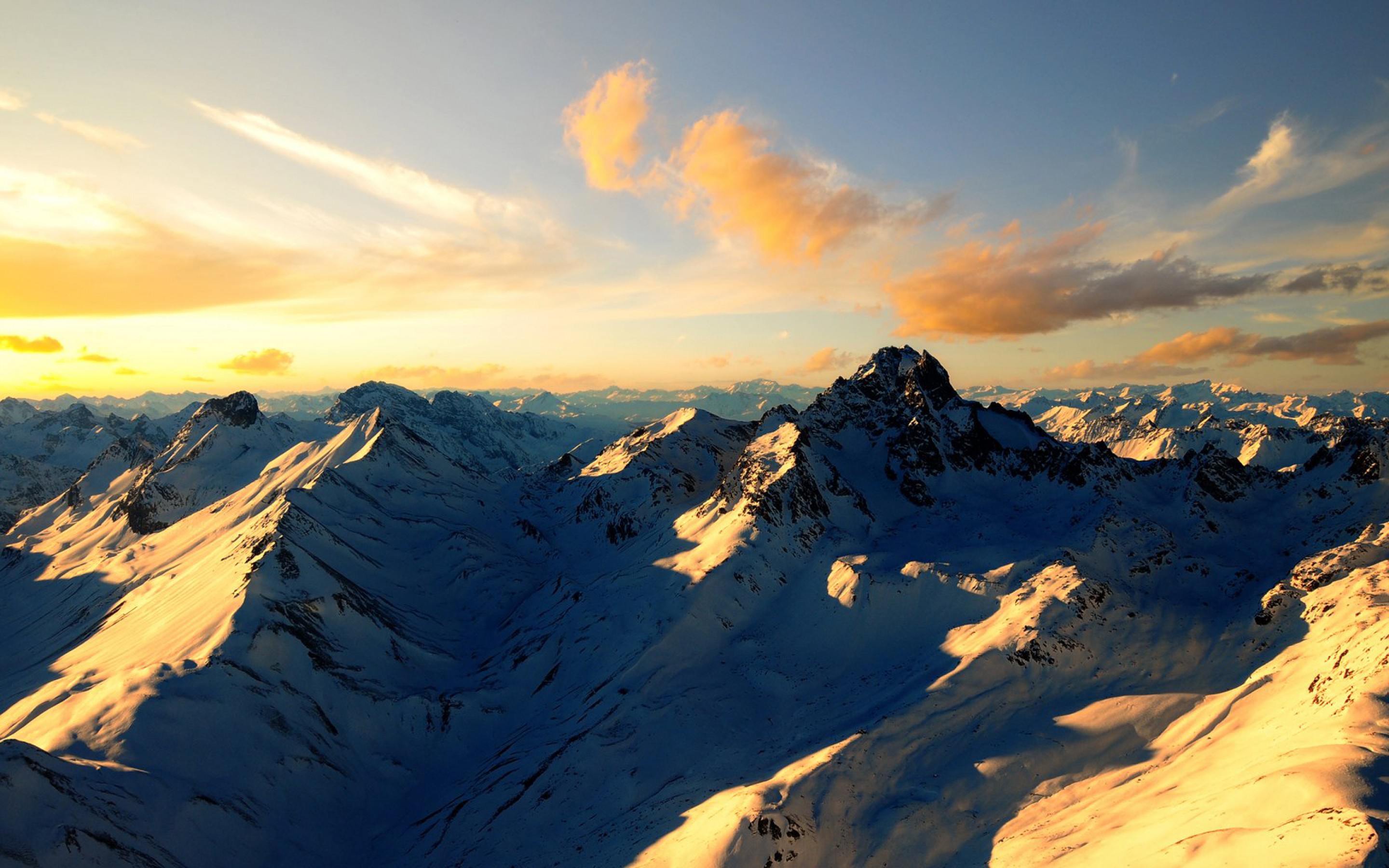 Free download wallpaper Winter, Sunset, Sky, Mountains, Snow, Mountain, Earth, Cloud on your PC desktop