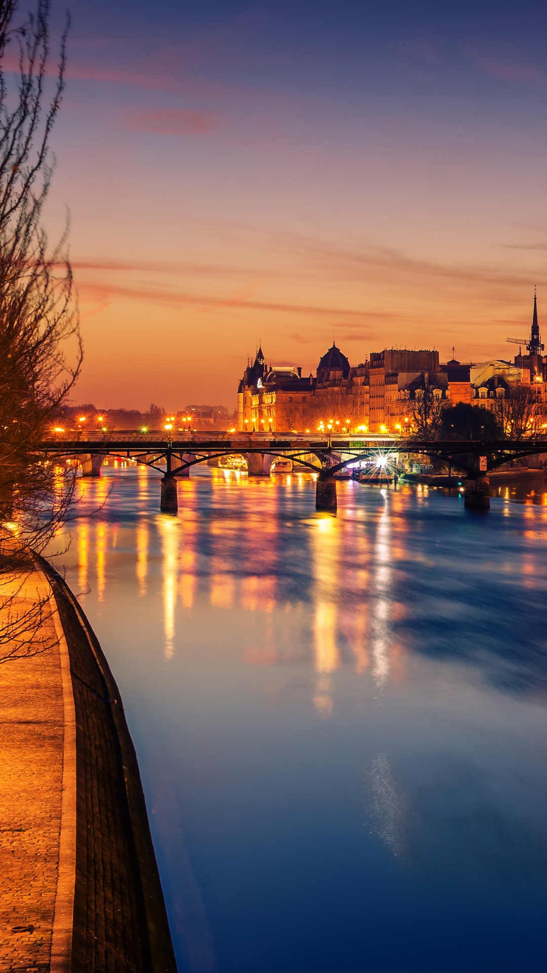 Download mobile wallpaper Cities, Night, Paris, City, France, River, Man Made for free.