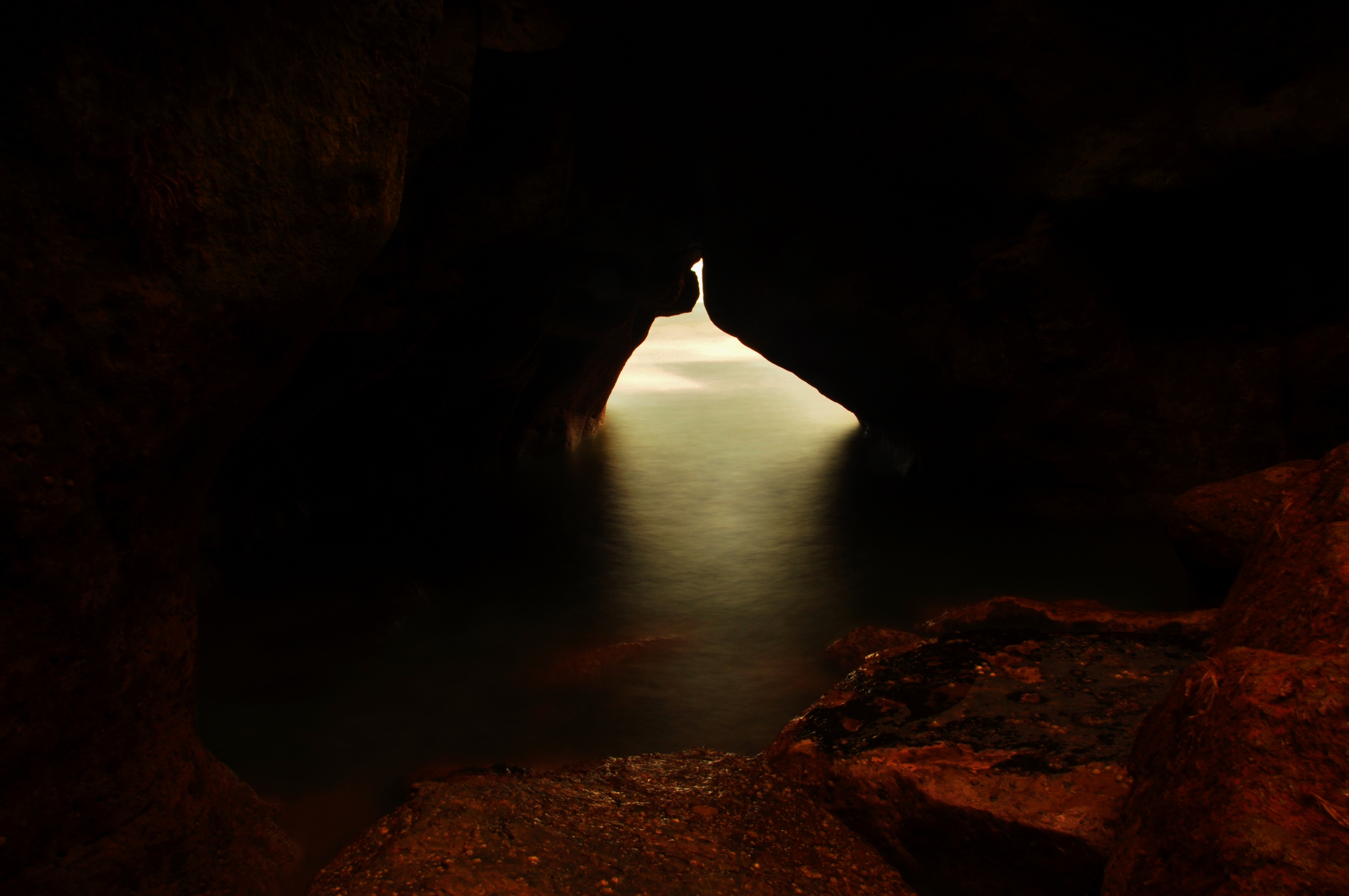 water, dark, shine, light, cave, gorge