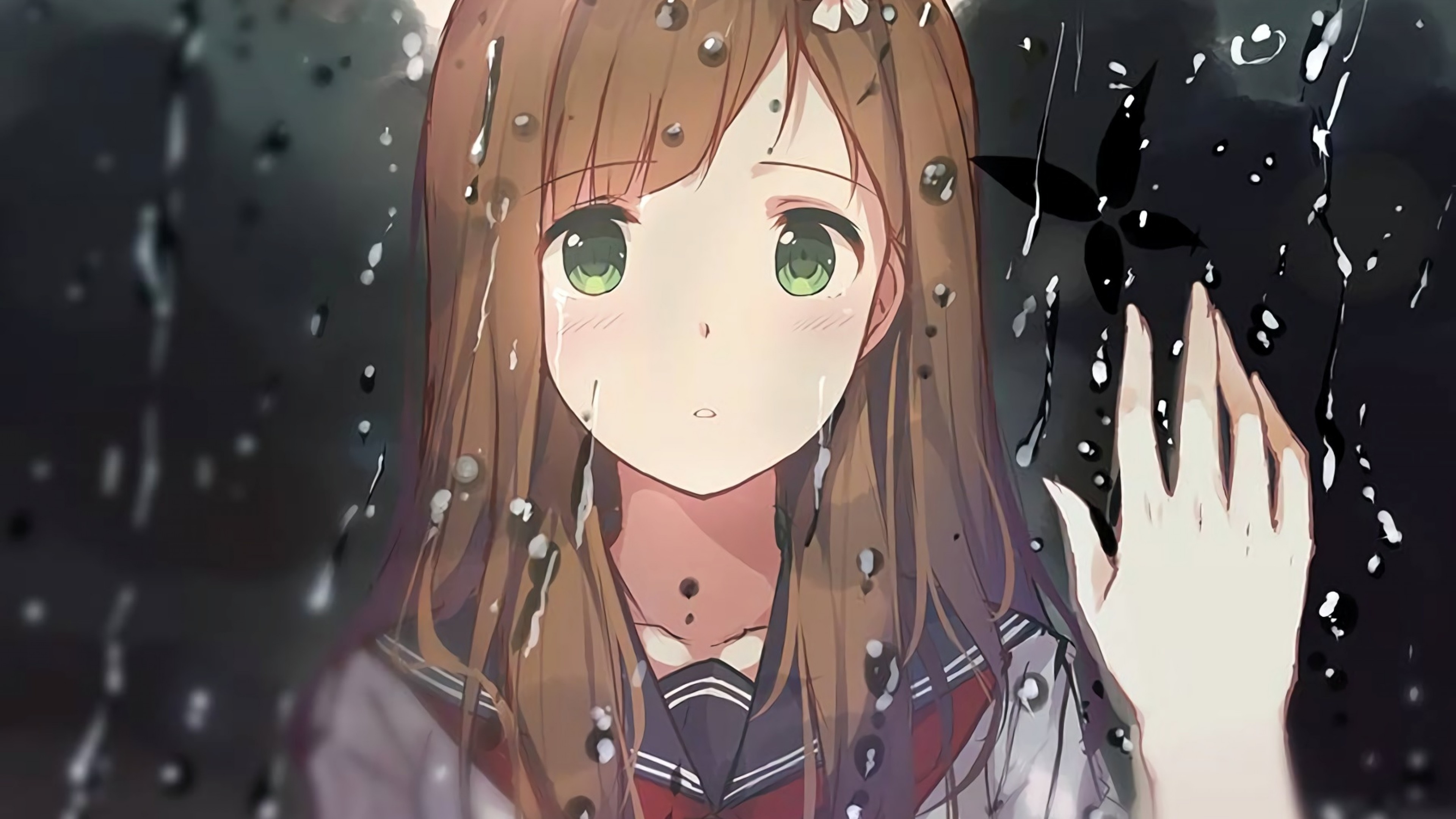 Laden Sie das Mädchen, Regen, Animes-Bild kostenlos auf Ihren PC-Desktop herunter