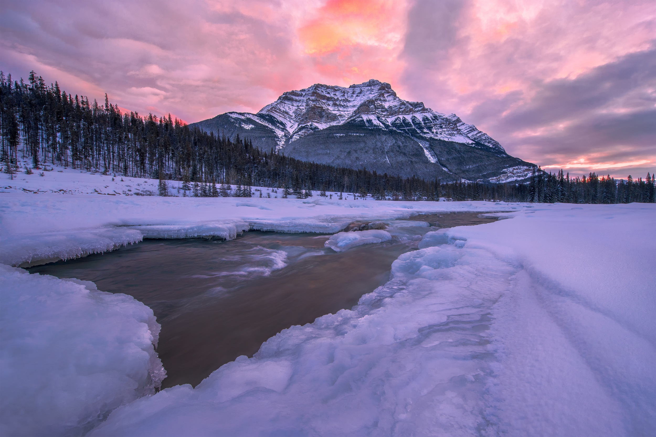 PCデスクトップに冬, 自然, 川, 雪, 山, 地球画像を無料でダウンロード
