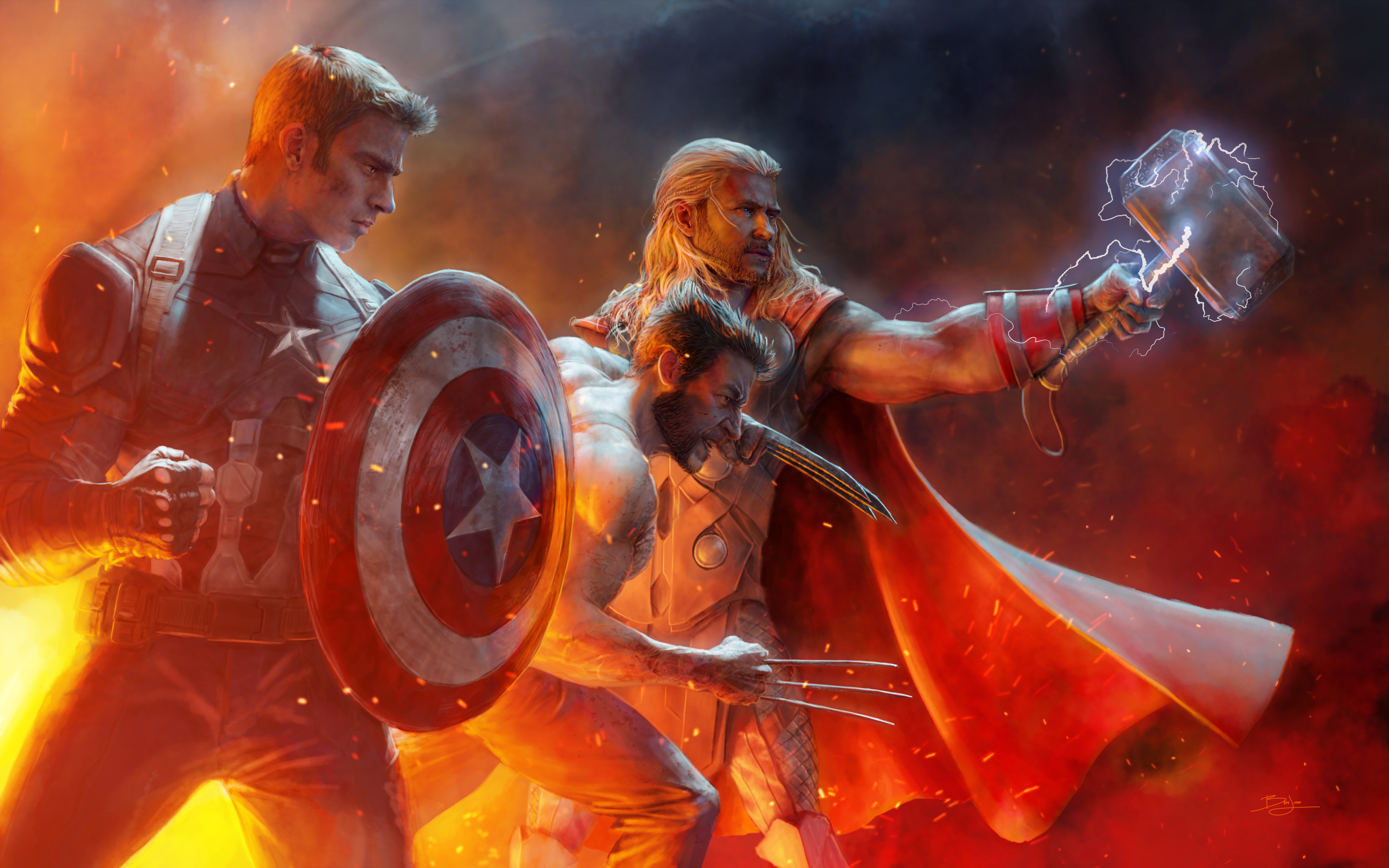 Laden Sie das Vielfraß, Comics, Kapitän Amerika, Thor, Marvel Comics-Bild kostenlos auf Ihren PC-Desktop herunter