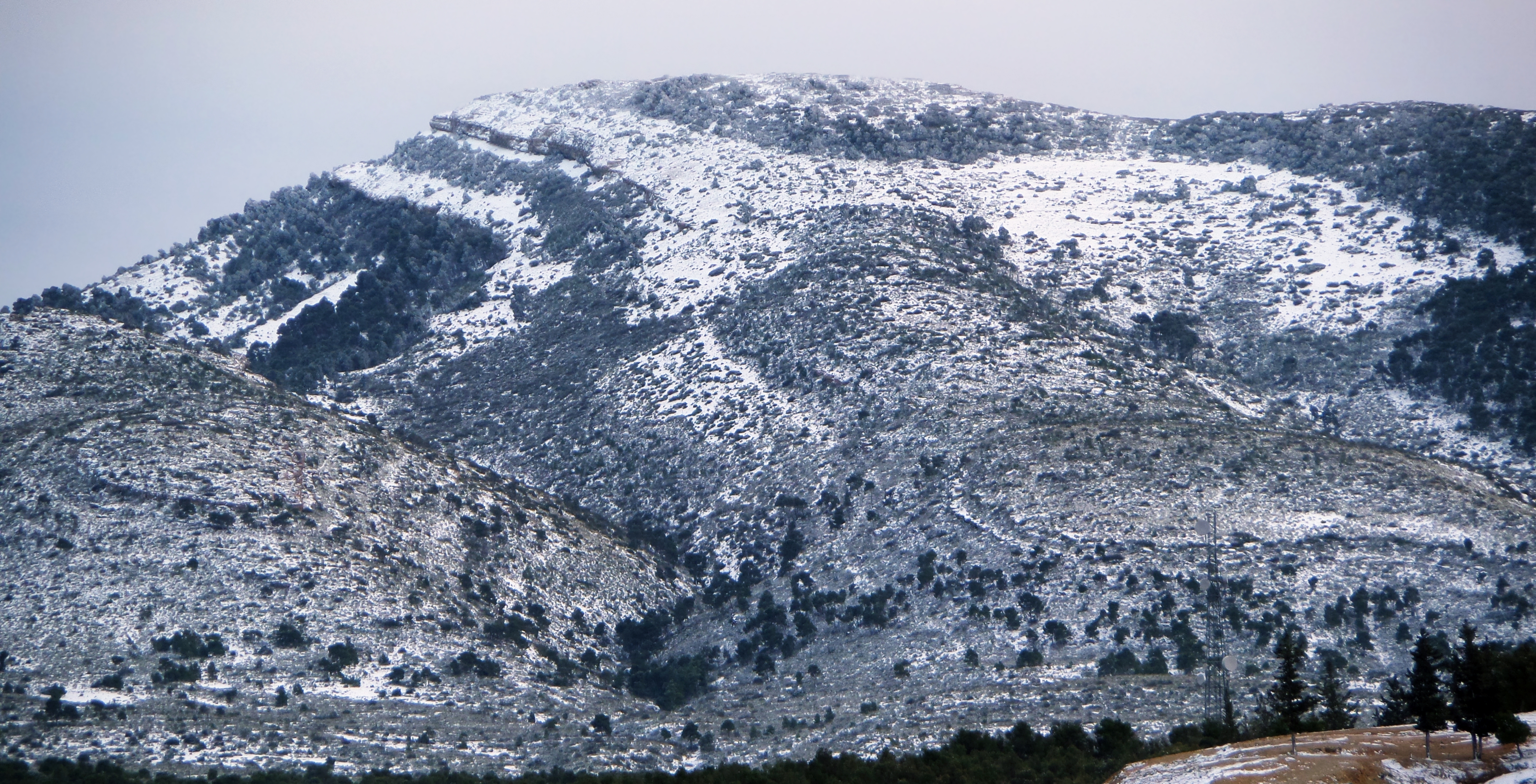 Free download wallpaper Landscape, Winter, Nature, Snow, Mountain, Earth, Africa, Algeria, Tebessa Mountains on your PC desktop